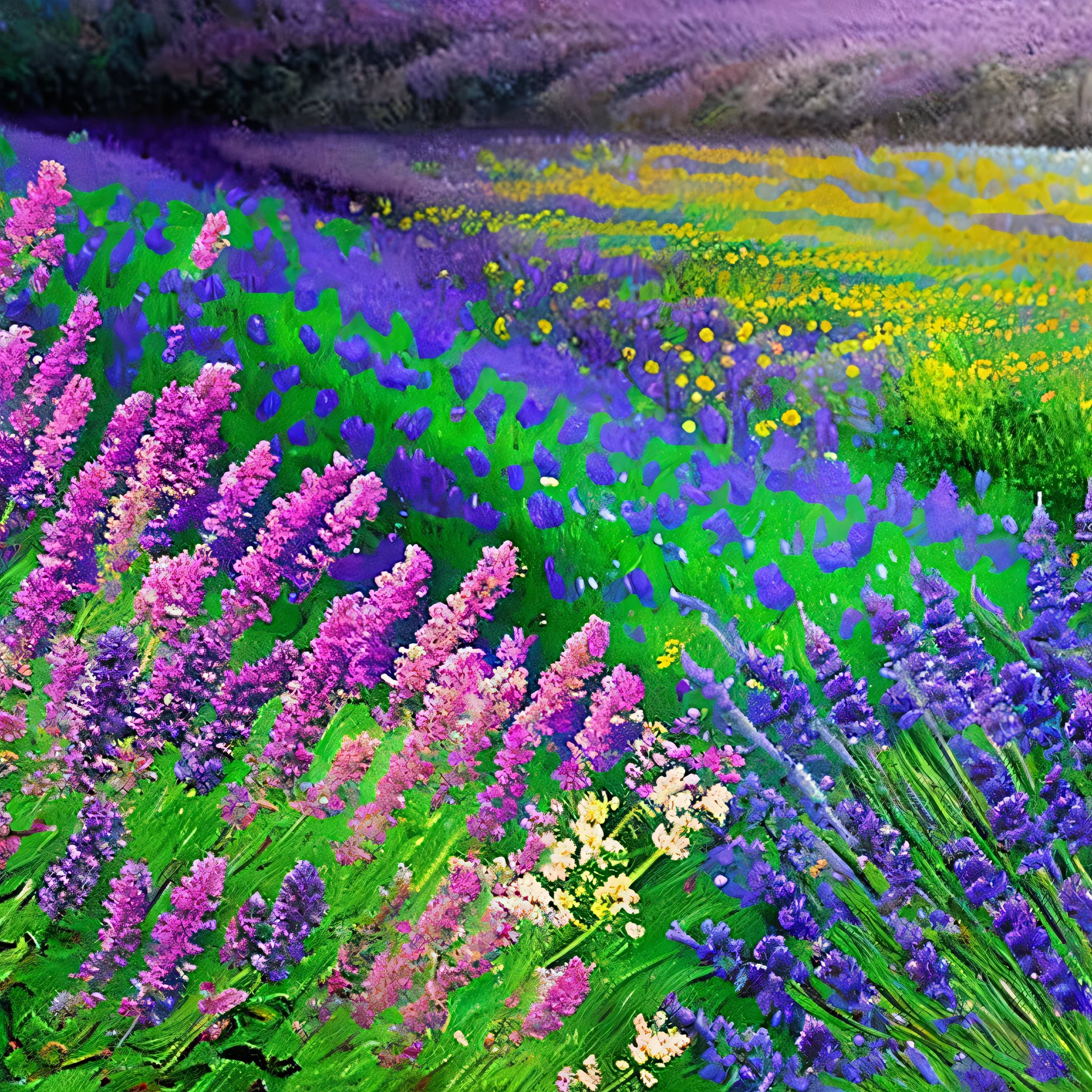 (Obra maestra) (Alta calidad) Cover to music album, flor de lavanda, lavanda, mariposas, arte pixel, paleta de colores pastel, colores pastel.