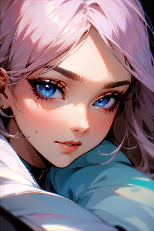 Beautiful woman close-up&#39;Face, Gorgeous eyes, Complex, Cleavage, Soft lips, smile, mischief, Captivating Gaze,  、jewelry、From the waist up、Small breasts、