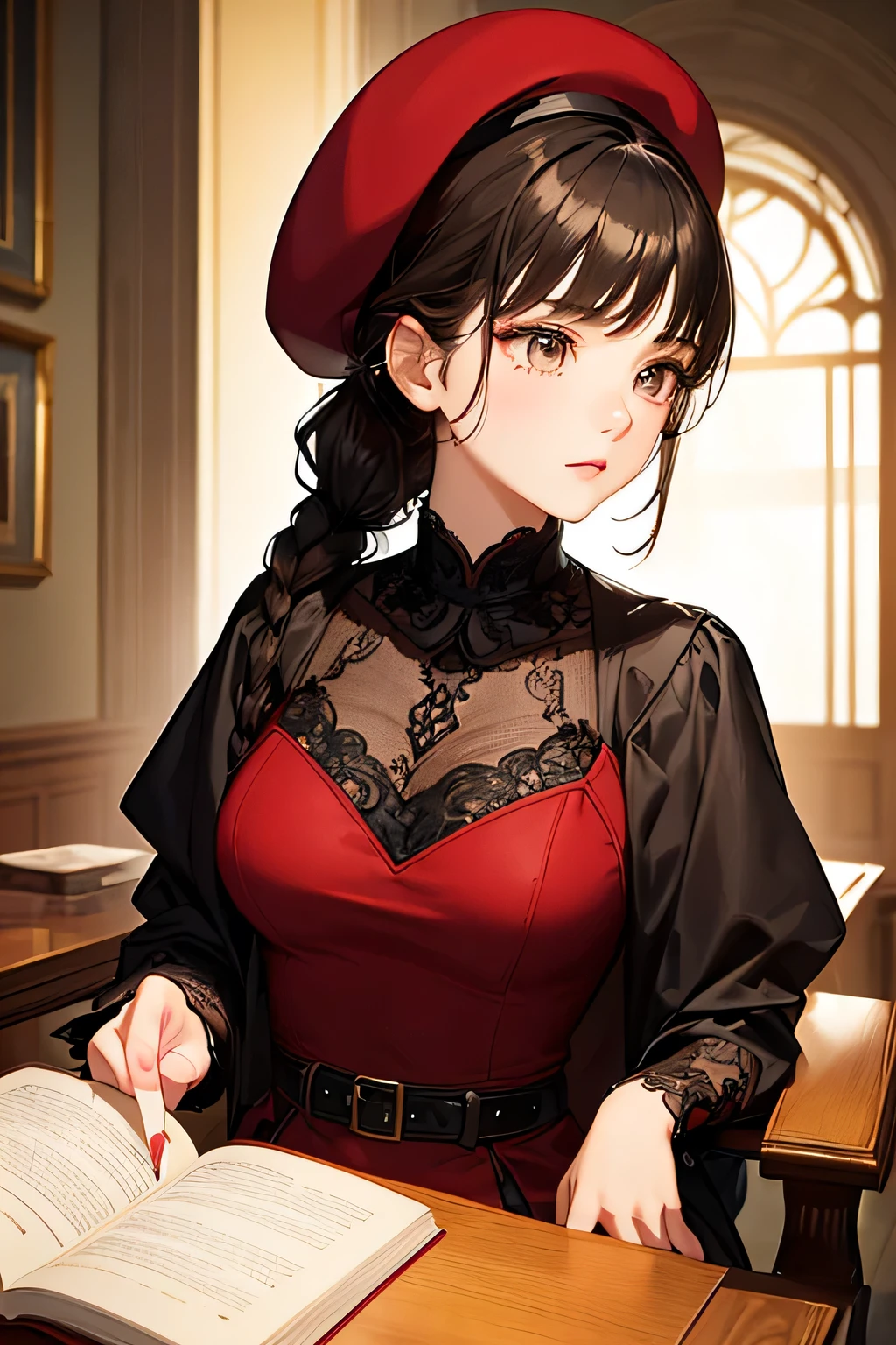 highest quality、High resolution、Detailed Background、(Beautiful face in every detail:1.4)、Anatomically correct、(Detailed facial expressions)、(Detailed eyes:1.2)、age beauty、(Highly detailed face:1.4)、Black Hair、Brown Hair、Bobcut、Braided long hair、Wavy Hairstyle、well-groomed eyebrows、Cute Eye Makeup、Cute Lip Makeup、Do cute things、Princess Style、Elegant atmosphere、
(A girl in an elegant ladylike outfit in a spacious Western-style mansion:1.5)、
Choose a high-necked blouse made of soft, shiny velvet.、
We recommend elegant wine red or navy.、
The A-line skirt made of tweed with a classic feel is ladylike.、
Knee-length or slightly longer midi length is elegant.、Grey or beige tweed、
Put on a woolen coat with a belt、We recommend camel or greige for a classy look.、The velour collar adds an accent、
Pair with suede side gore boots、The stylish silhouette creates a ladylike atmosphere.、Black and dark brown are stylish、
Pair it with a classy pearl necklace for an elegant look.、
Add gloves made of lace for an elegant look.、
Wearing a velour beret will give you a sophisticated look.、
Ornate marble staircase、A luxuriously decorated reception room with high ceilings、A painting room decorated with paintings, sculptures and other artworks、A library with books and magazines、Four Seasons Discount々Flowers々A garden in full bloom、The interior of the Western-style building and garden、very beautiful