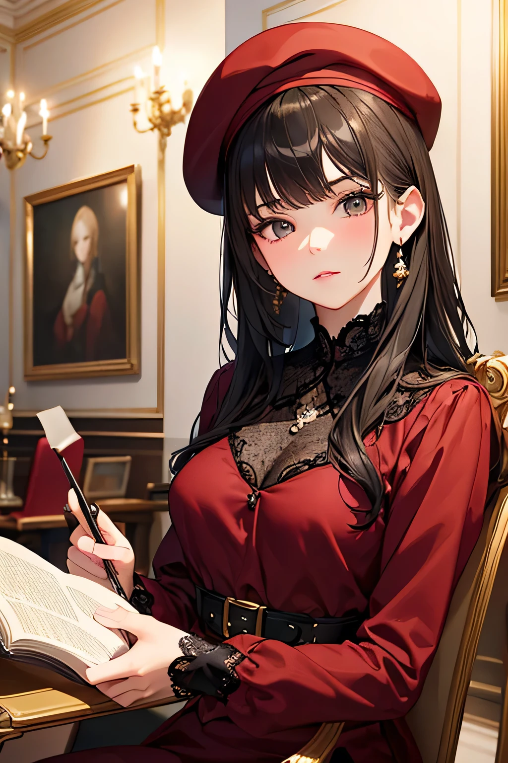 highest quality、High resolution、Detailed Background、(Beautiful face in every detail:1.4)、Anatomically correct、(Detailed facial expressions)、(Detailed eyes:1.2)、age beauty、(Highly detailed face:1.4)、Black Hair、Brown Hair、Bobcut、Braided long hair、Wavy Hairstyle、well-groomed eyebrows、Cute Eye Makeup、Cute Lip Makeup、Do cute things、Princess Style、Elegant atmosphere、
(A girl in an elegant ladylike outfit in a spacious Western-style mansion:1.5)、
Choose a high-necked blouse made of soft, shiny velvet.、
We recommend elegant wine red or navy.、
The A-line skirt made of tweed with a classic feel is ladylike.、
Knee-length or slightly longer midi length is elegant.、Grey or beige tweed、
Put on a woolen coat with a belt、We recommend camel or greige for a classy look.、The velour collar adds an accent、
Pair with suede side gore boots、The stylish silhouette creates a ladylike atmosphere.、Black and dark brown are stylish、
Pair it with a classy pearl necklace for an elegant look.、
Add gloves made of lace for an elegant look.、
Wearing a velour beret will give you a sophisticated look.、
Ornate marble staircase、A luxuriously decorated reception room with high ceilings、A painting room decorated with paintings, sculptures and other artworks、A library with books and magazines、Four Seasons Discount々Flowers々A garden in full bloom、The interior of the Western-style building and garden、very beautiful