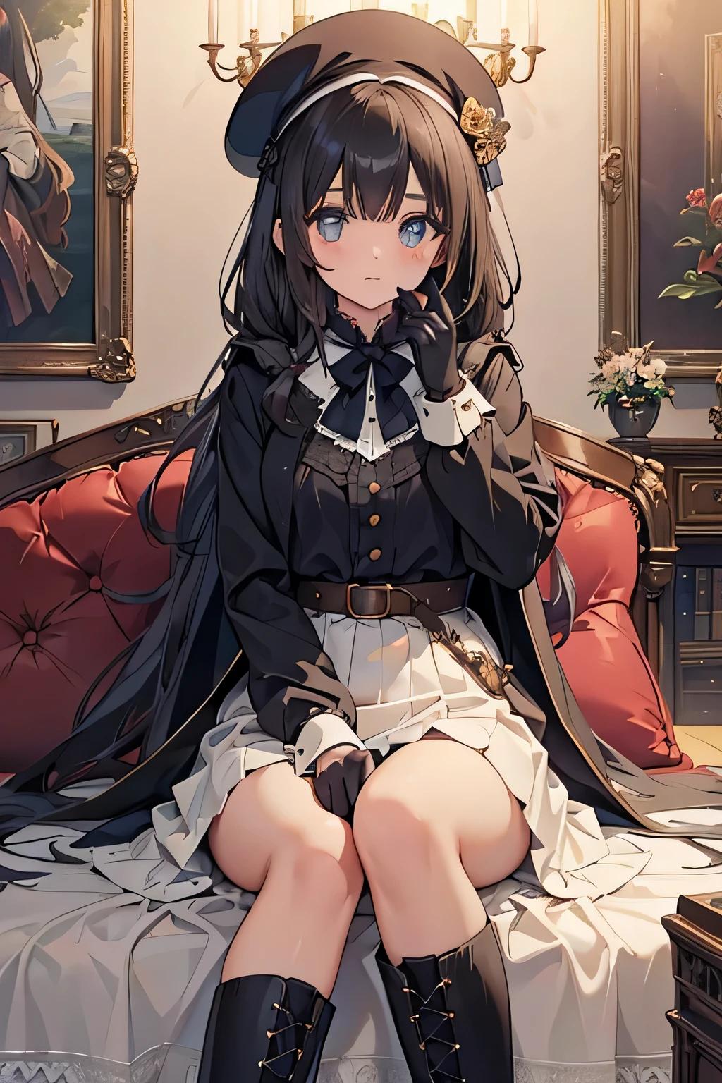 highest quality、High resolution、Detailed Background、(Beautiful face in every detail:1.4)、Anatomically correct、(Detailed facial expressions)、(Detailed eyes:1.2)、age beauty、(Highly detailed face:1.4)、Black Hair、Brown Hair、Bobcut、Braided long hair、Wavy Hairstyle、well-groomed eyebrows、Cute Eye Makeup、Cute Lip Makeup、Do cute things、Princess Style、Elegant atmosphere、
(A girl in an elegant ladylike outfit in a spacious Western-style mansion:1.5)、
Choose a high-necked blouse made of soft, shiny velvet.、
We recommend elegant wine red or navy.、
The A-line skirt made of tweed with a classic feel is ladylike.、
Knee-length or slightly longer midi length is elegant.、Grey or beige tweed、
Put on a woolen coat with a belt、We recommend camel or greige for a classy look.、The velour collar adds an accent、
Pair with suede side gore boots、The stylish silhouette creates a ladylike atmosphere.、Black and dark brown are stylish、
Pair it with a classy pearl necklace for an elegant look.、
Add gloves made of lace for an elegant look.、
Wearing a velour beret will give you a sophisticated look.、
Ornate marble staircase、A luxuriously decorated reception room with high ceilings、A painting room decorated with paintings, sculptures and other artworks、A library with books and magazines、Four Seasons Discount々Flowers々A garden in full bloom、The interior of the Western-style building and garden、very beautiful