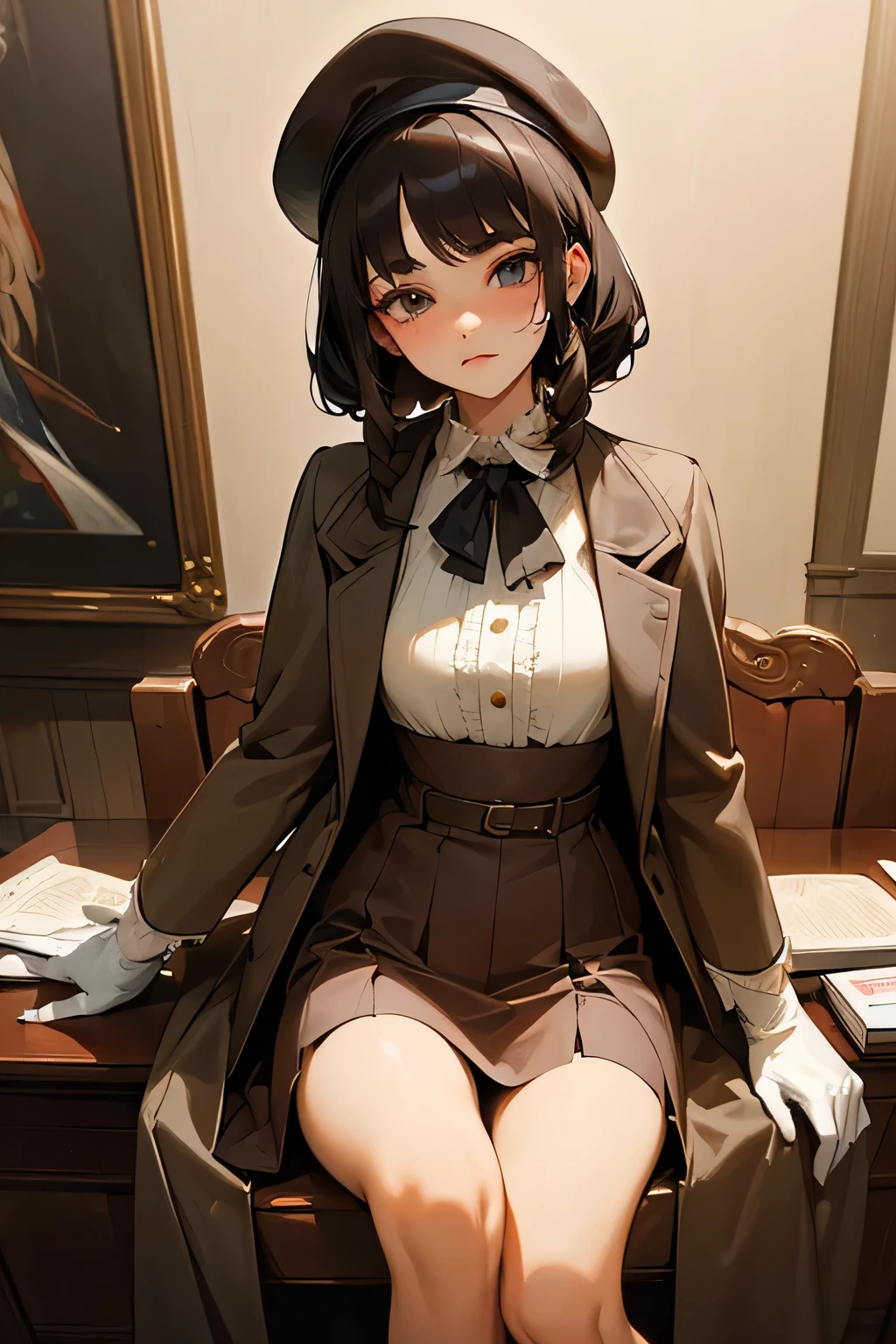 highest quality、High resolution、Detailed Background、(Beautiful face in every detail:1.4)、Anatomically correct、(Detailed facial expressions)、(Detailed eyes:1.2)、age beauty、(Highly detailed face:1.4)、Black Hair、Brown Hair、Bobcut、Braided long hair、Wavy Hairstyle、well-groomed eyebrows、Cute Eye Makeup、Cute Lip Makeup、Do cute things、Princess Style、Elegant atmosphere、
(A girl in an elegant ladylike outfit in a spacious Western-style mansion:1.5)、
Choose a high-necked blouse made of soft, shiny velvet.、
We recommend elegant wine red or navy.、
The A-line skirt made of tweed with a classic feel is ladylike.、
Knee-length or slightly longer midi length is elegant.、Grey or beige tweed、
Put on a woolen coat with a belt、We recommend camel or greige for a classy look.、The velour collar adds an accent、
Pair with suede side gore boots、The stylish silhouette creates a ladylike atmosphere.、Black and dark brown are stylish、
Pair it with a classy pearl necklace for an elegant look.、
Add gloves made of lace for an elegant look.、
Wearing a velour beret will give you a sophisticated look.、
Ornate marble staircase、A luxuriously decorated reception room with high ceilings、A painting room decorated with paintings, sculptures and other artworks、A library with books and magazines、Four Seasons Discount々Flowers々A garden in full bloom、The interior of the Western-style building and garden、very beautiful