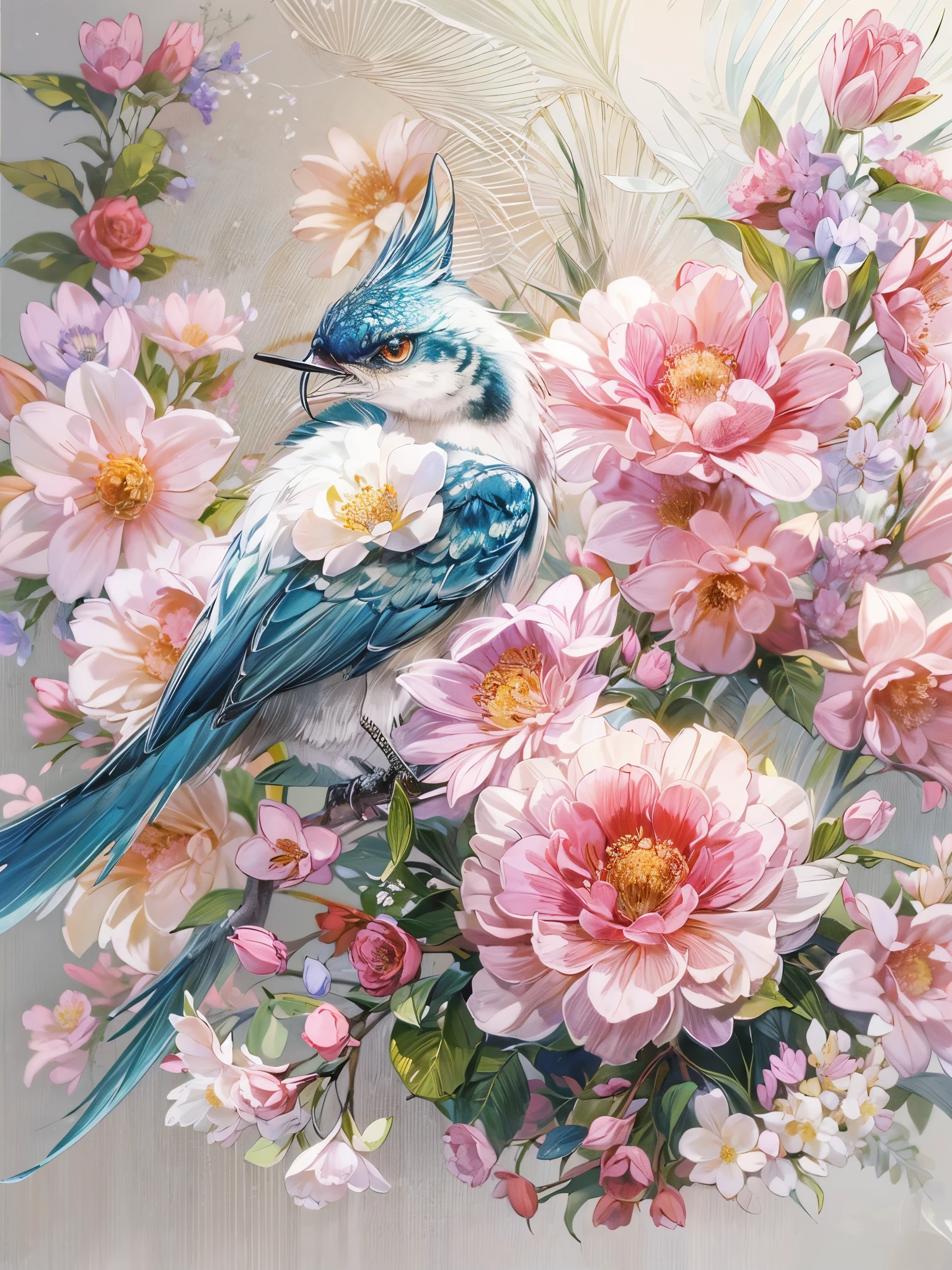 ((highest quality)),(Ultra-high resolution),(Super detailed new),(Detailed Description),((The best CG)),(A masterpiece),Ultra-detailed art,A wonderful new art form,(Art with precise detail:1.5), A profusion of flowers, Gorgeous and luxurious, Gorgeous