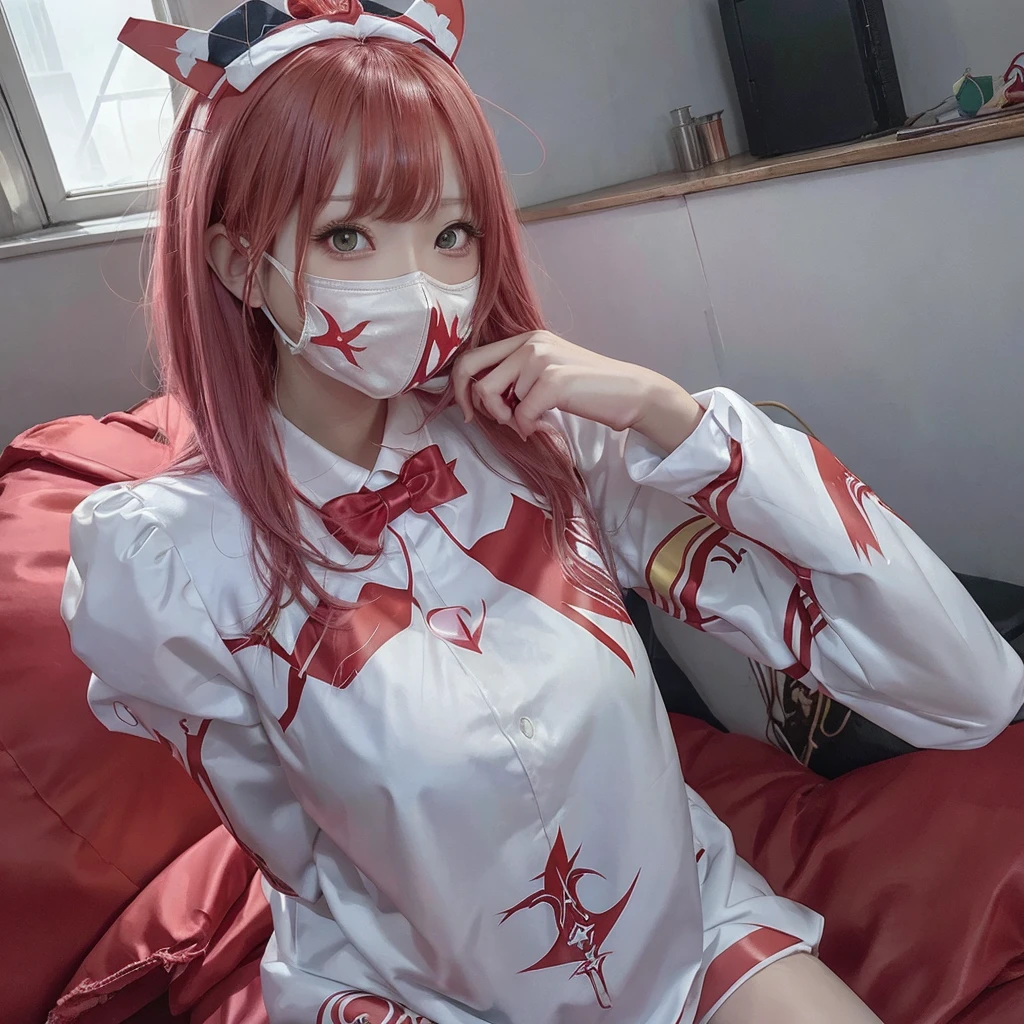 Zero Two / Darling in the Franxx ] Wearing a mask, Barbaric |, by Kamisaka Sekka, Barbaric art style, Beautiful art illustrations, Digital art on pixiv, Anime illustration, Colorful illustration, Supernatural art style, Strange and dark art style, Trending Anime Art, digital Anime illustration, tumbler, by Yanagawa Nobusada