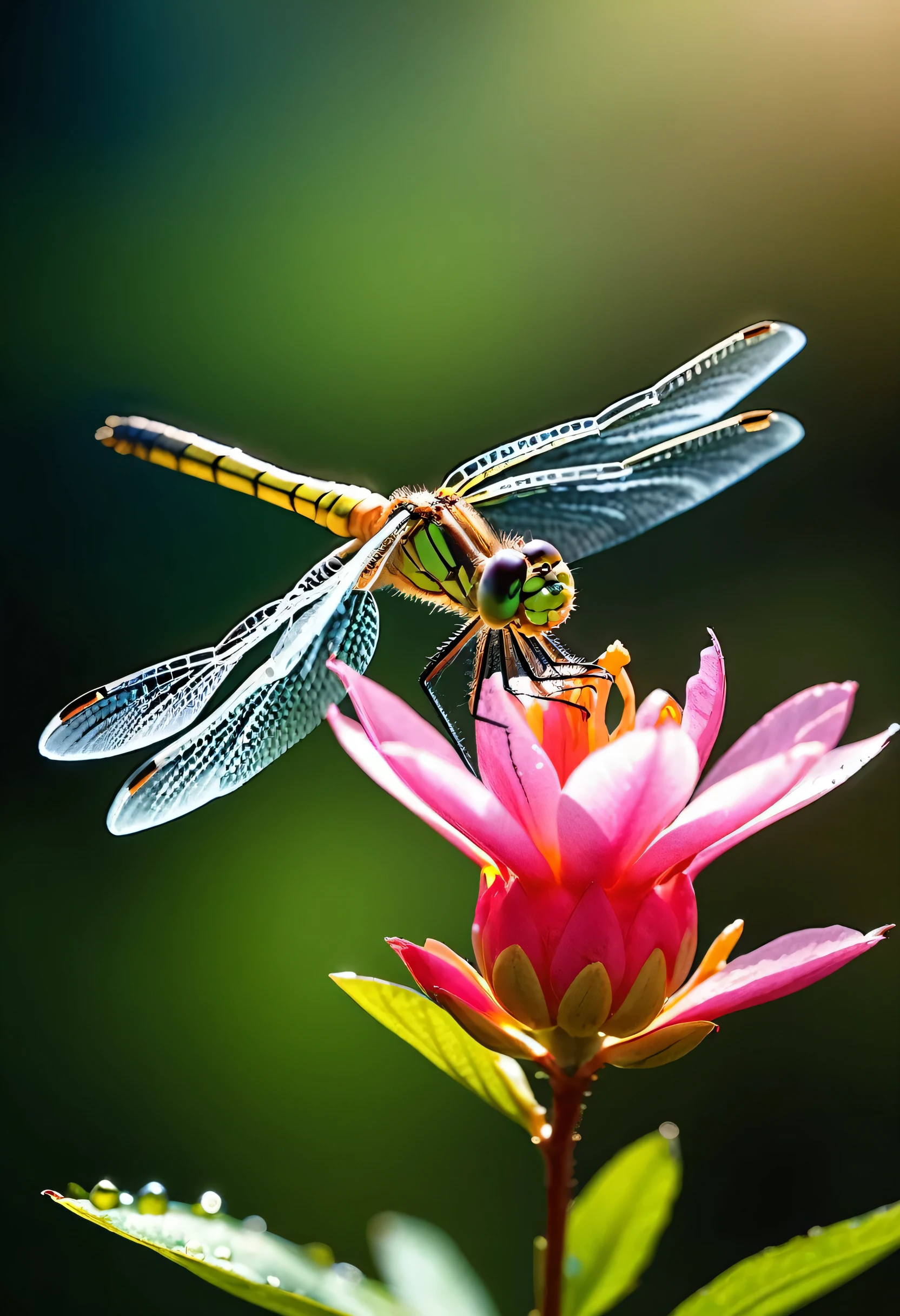 Black and White Photography，Stereoscopic photography，Large depth of field，High Definition，Scenery photography,National Geographic award-winning works,8k,George Digarakis，Azalea in the foreground，Dragonfly sucking dew，Dragonfly close-up，move，Backlight，Exquisite，Clear Dragonfly，（Exquisite Extra Large Azalea），（Water drops on Exquisite flower），（fog），（Big fog），Medium shot（Fall），（Fall），（溪Running Water），（溪Running Water），（Running Water），Cool and warm colors，（RAW photos，best quality），（Reality，Photo reality：1.3），masterpiece，Extremely beautiful，high resolution，The original，Perfect lighting，（RAW photos，Best quality），（reality，Photo reality：1.3），masterpiece，Extremely Exquisite beautiful，high resolution，Original，Perfect lighting，（Extremely detailed CG：1.2），Unite，2k wallpaper，Amazing，Fine details