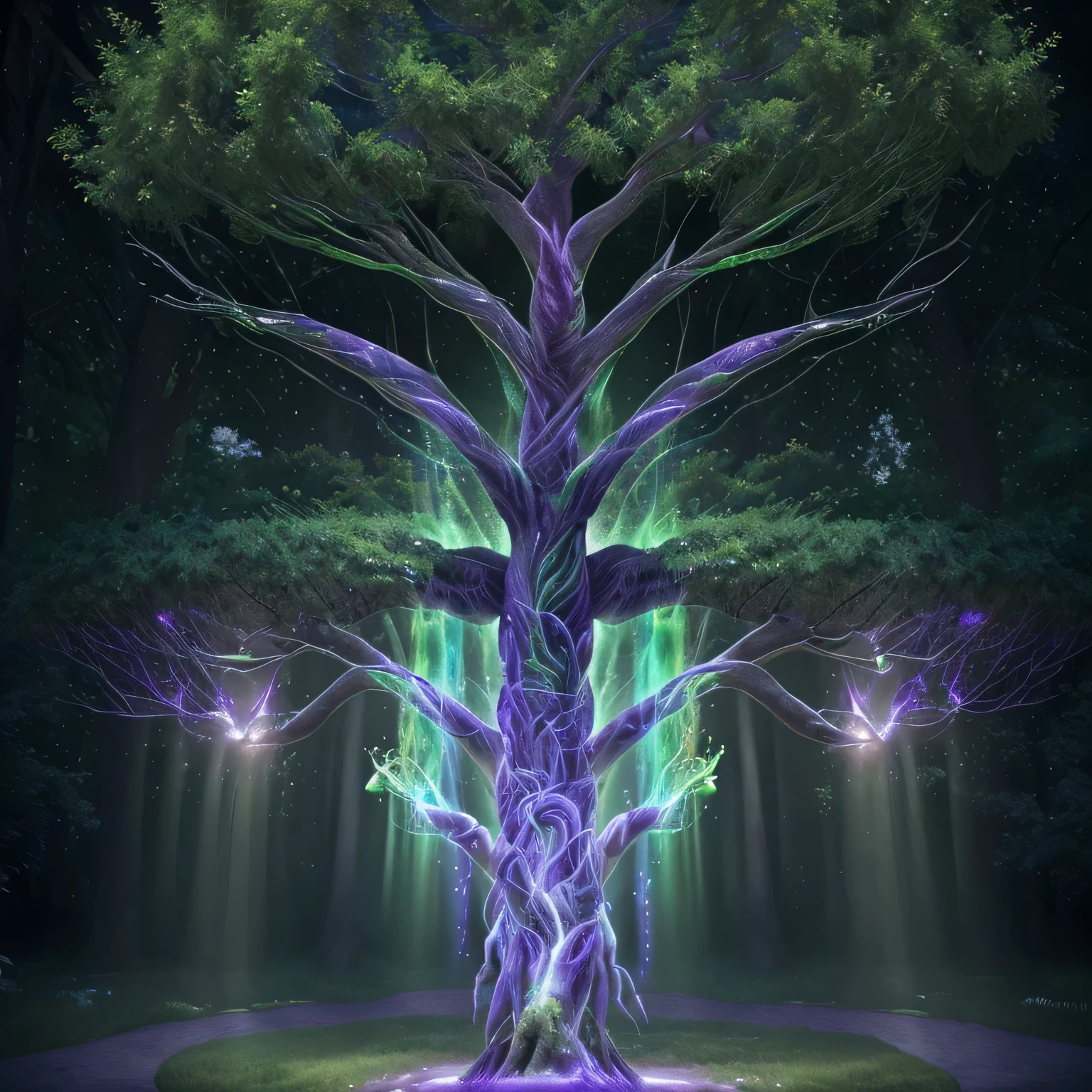 Masterpiece full art 4k hd tree of life, magical, energy, green, purple, awesome, celest, 