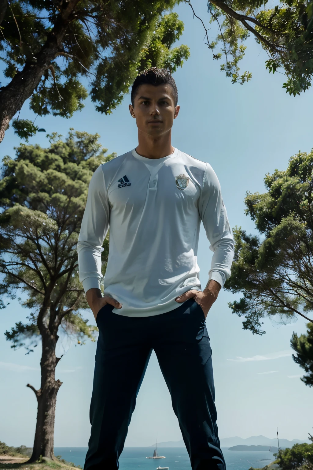 Uma paisagem de arvore com o efeito de fechar os olhos 80% e ver o cristiano Ronaldo 