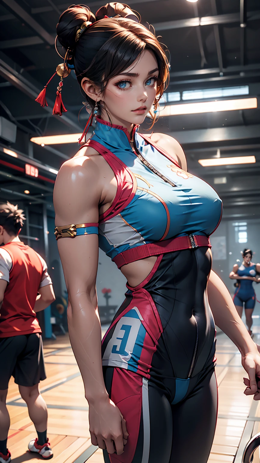 Chun-Li from Street Fighter、Wear a tight-fitting training suit