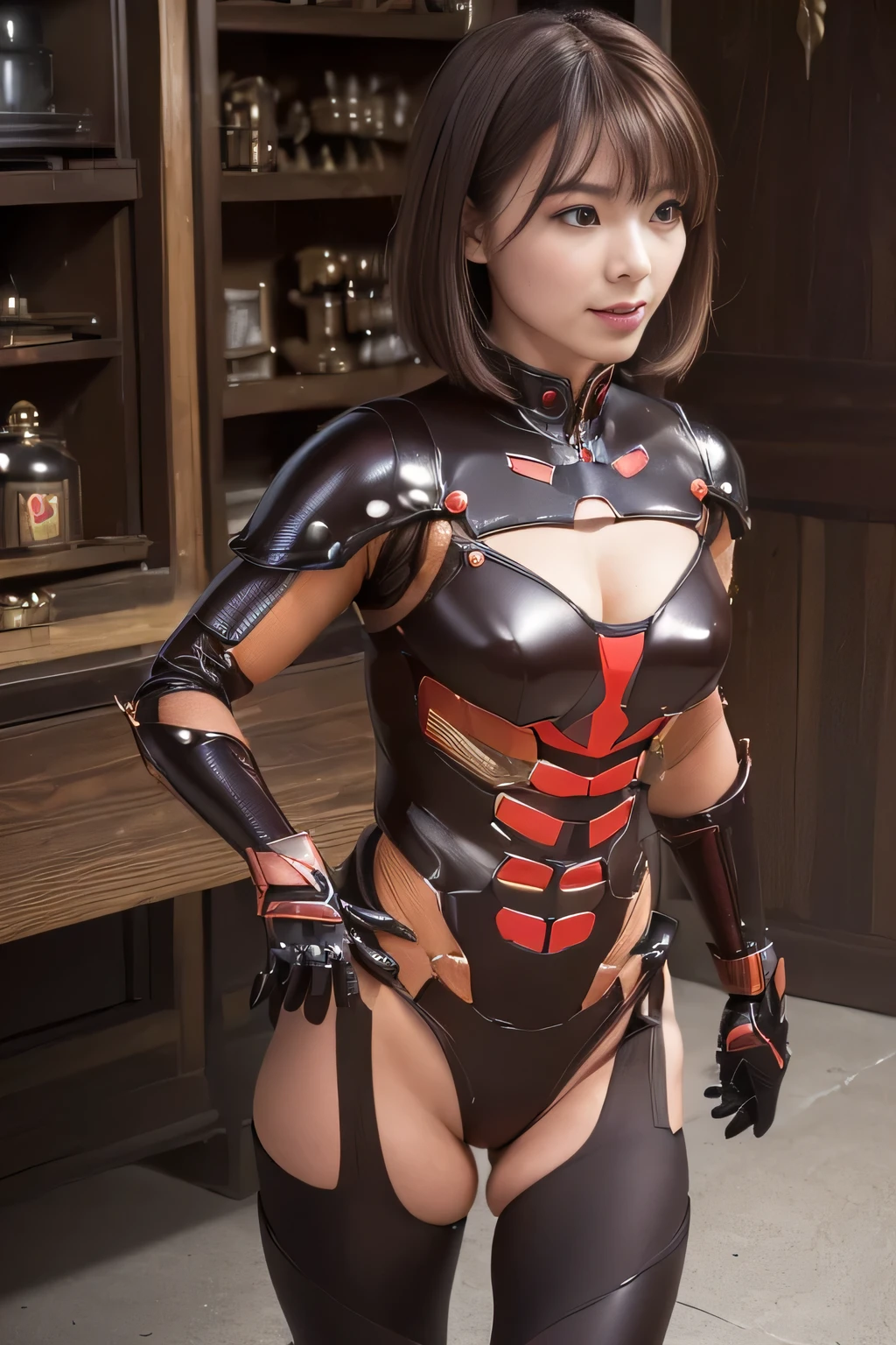 (high resolution,masterpiece,best quality,extremely detailed CG, anime, official art:1.4), realistic, photo, amazing fine details, all intricate, gloss and shiny,awesome many layers, 8k wall paper, 3d, sketch, kawaii, illustration,( solo:1.4), perfect female proportion,villainess, (fusion of dark brown cockroach and lady:1.4), (brown cockroach form lady:1.2), (brown cockroach lady:1.2), (fusion:1.2), (solo:1.4), (evil smile:1.2), muscular, abs, (cockroach brown exoskeleton bio insect suit:1.4), (cockroach brown exoskeleton bio insect armor:1.2), (brown transparency cockroach wing:1.4), (brown cockroach antennae:1.3),