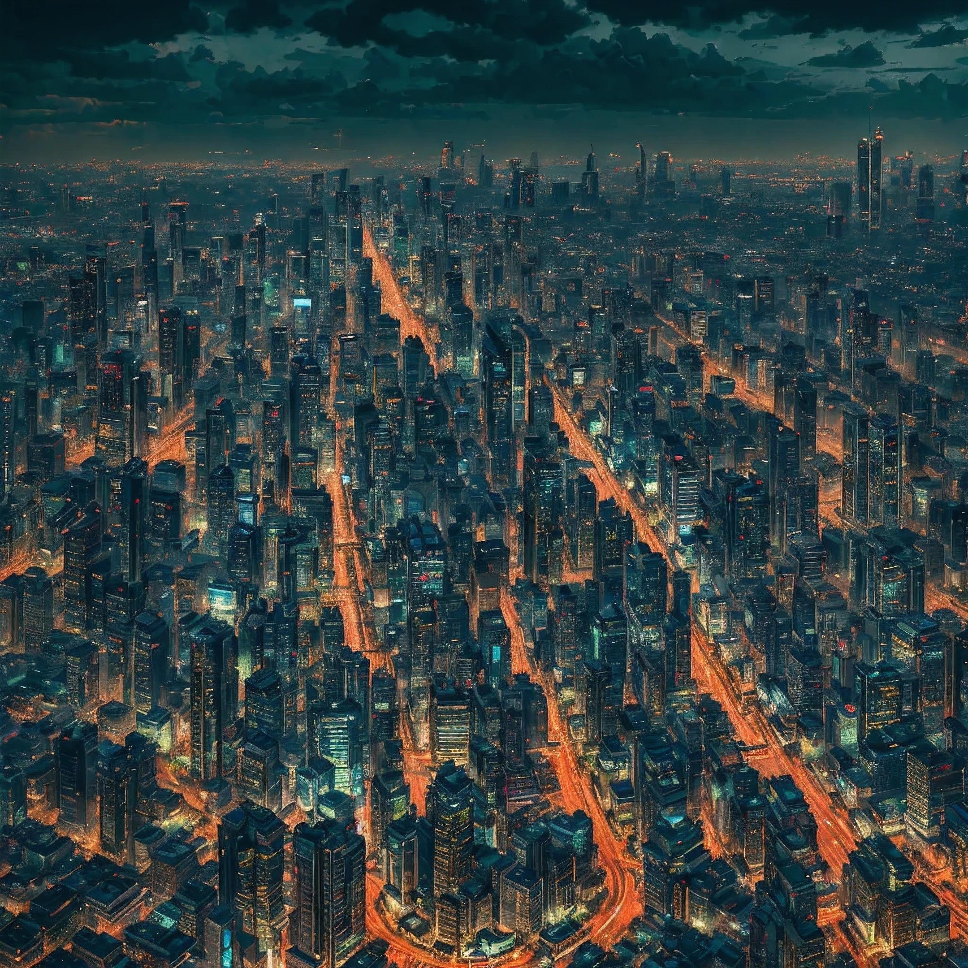 a detailed and photorealistic cityscape of Bangkok, Peter Mohrbacher style, realistic film grain, 8k, high quality, intricate details, dramatic lighting, vibrant colors, moody atmosphere, cinematic composition, urban architecture, bustling streets, lush greenery, towering skyscrapers, warm sunlight, hazy atmosphere, beautiful bokeh