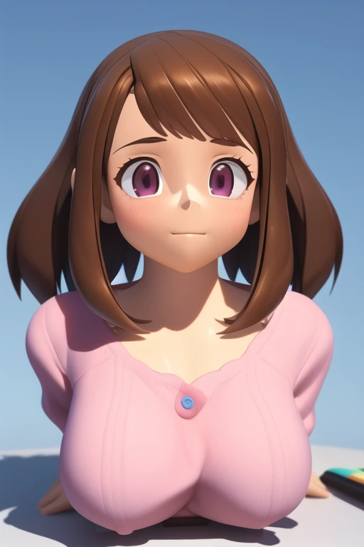 Ochako uraraka. 3d busty busto 350cm ((mejor calidad)), ((obra maestra)), (detallado), cara perfecta 