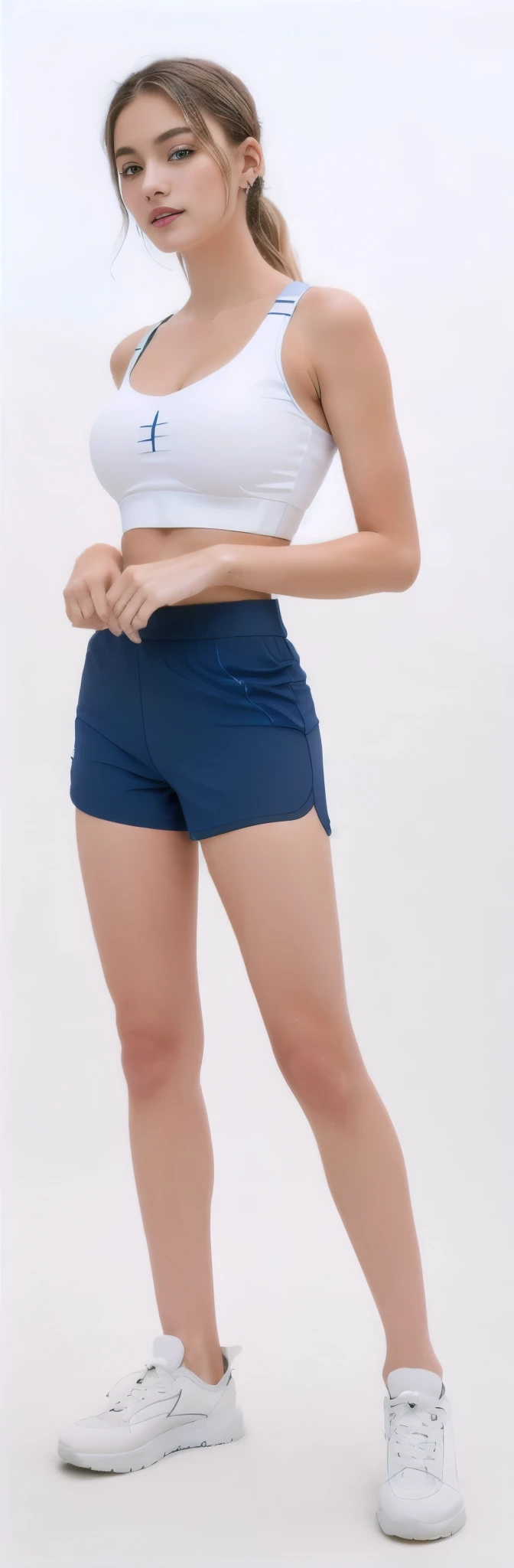 a woman in a white top and blue shorts posing for a picture, blue shorts, blue underwear, shorts de menino, sport bra and dark blue shorts, shorts esportivos, navy blue shorts, In shorts, roupas esportivas, Athletic shorts, sports bra and shorts, shorts, roupas esportivas, shorts de saque, 🤬 🤮 💕 🎀, coxas, tamanho curto