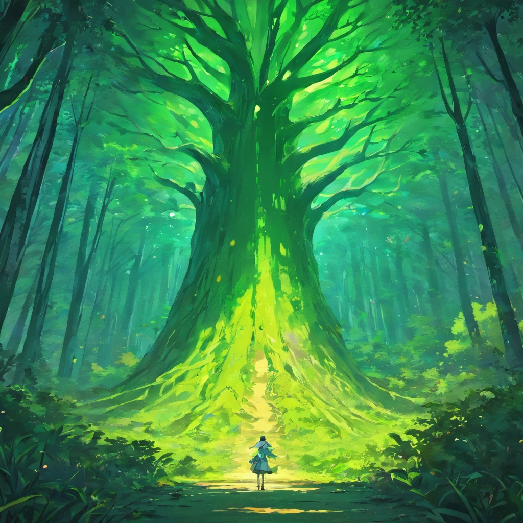 Big tree,Vast land,Weird literature,Brilliant colors