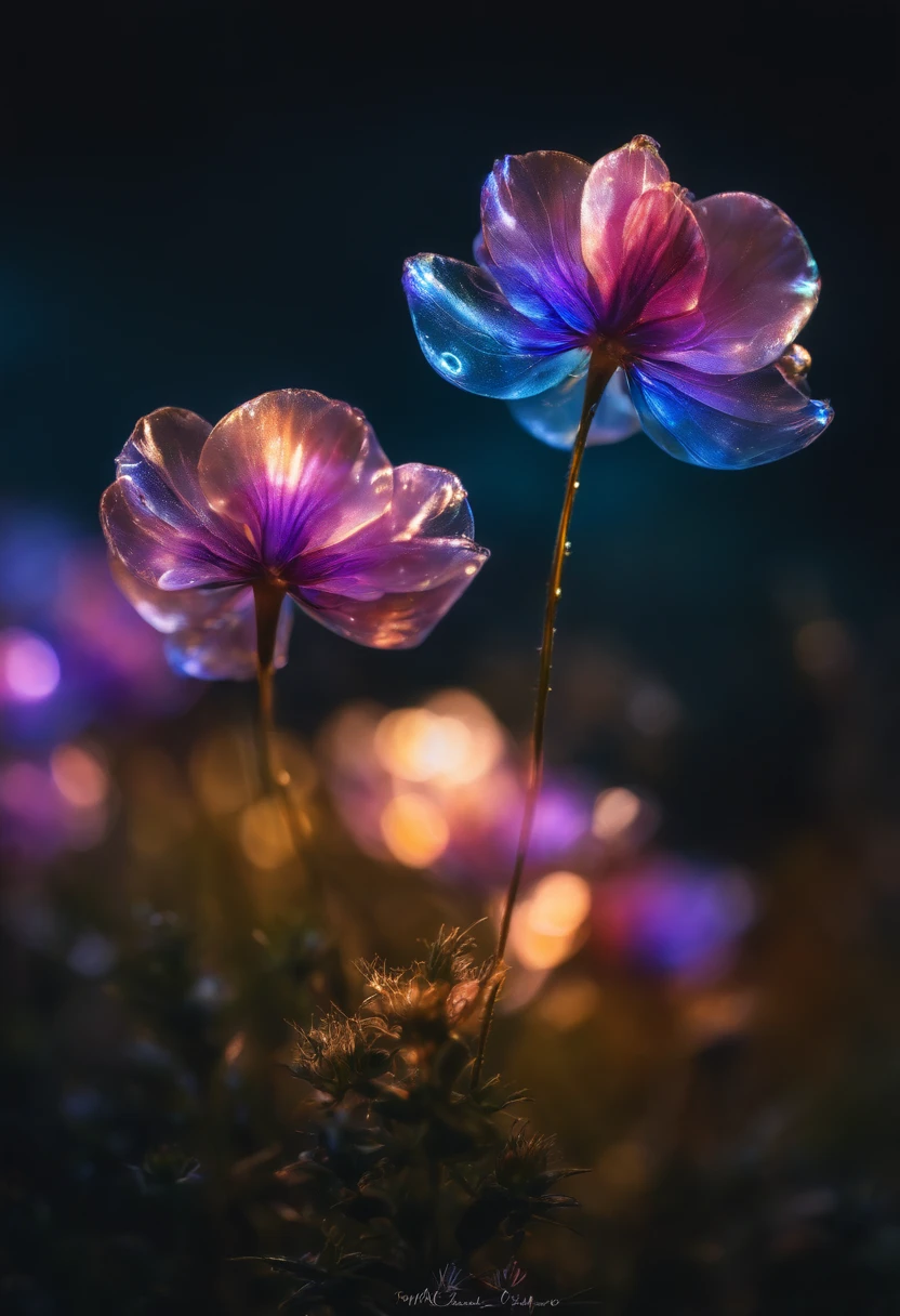 flor de cristal, fantasia, galaxy, transparente, cintilante, cintilante, shining, colorido, magic photography, lighting dramatic, Foto realism, ultra-detalhado, 4k, profundidade de campo, high resolution