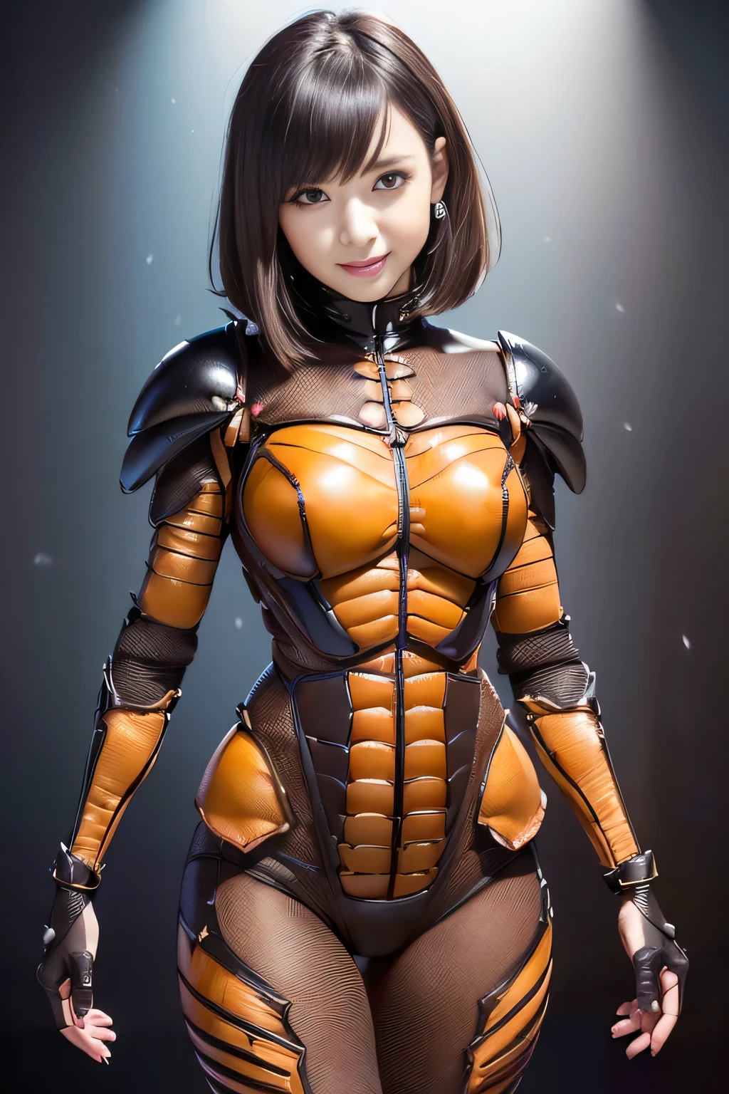 (high resolution,masterpiece,best quality,extremely detailed CG, anime, official art:1.4), realistic, photo, amazing fine details, all intricate, gloss and shiny,awesome many layers, 8k wall paper, 3d, sketch, kawaii, illustration,( solo:1.4), perfect female proportion,villainess, (fusion of dark brown cockroach and lady:1.4), (brown cockroach form lady:1.2), (brown cockroach lady:1.2), (fusion:1.2), (solo:1.4), (evil smile:1.2), muscular, abs, (cockroach brown exoskeleton bio insect suit:1.4), (cockroach brown exoskeleton bio insect armor:1.2), (brown transparency cockroach wing:1.4), (brown cockroach antennae:1.3),