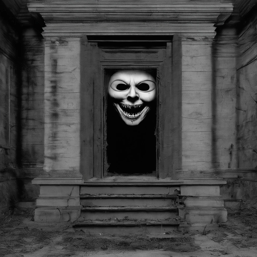 Mysterious Mansion、A creepy smiling face appears on the wall、Screaming Face