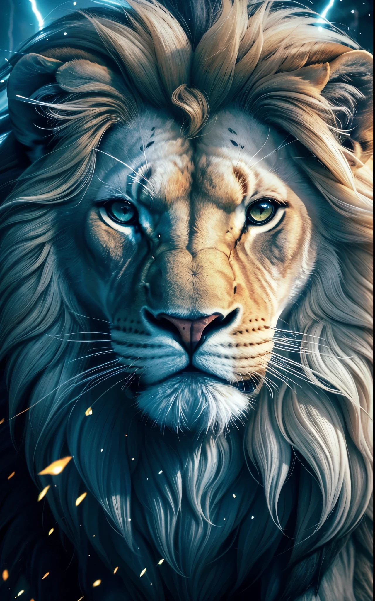 lion, Divine lion, naturais, Natureza, Natureza, Linda, feroz, poderoso, White Lion, Branco, lion Branco, Detailed Realistic Face, Detailed Realistic White Lion 8K, UltraRealistic 8K, Detailed Realistic Thunders Energy, Detailed Realistic Strong Creature, Strong Creature, Macho, Male Lion, Rendering, Fotorrealista, UltraHigh definition, 4K, texturasdetalhadas, thunder, sombras detalhadas, cores detalhadas, Bolts thunder, Eletricidade Celeste, thunders, Golden thunder, lion realista, Ultra Realista 16k, Realista 16k, Nitidez realista de 16K, Texturas fotorrealistas 16K, Cores Realistas 16K, Criatura Poderosa, Poder majestoso, Power of Heaven, Grande Divino, contraste detalhado, Contraste realista, high resolution, cores detalhadas, fogo, eletricidade, divina criatura, 8k, Realista detalhado, 16K, 8k, High definition, contraste detalhado, Contraste realista, high resolution, cores detalhadas, fogo, eletricidade, divina criatura, 8k, Realista detalhado, elegante,