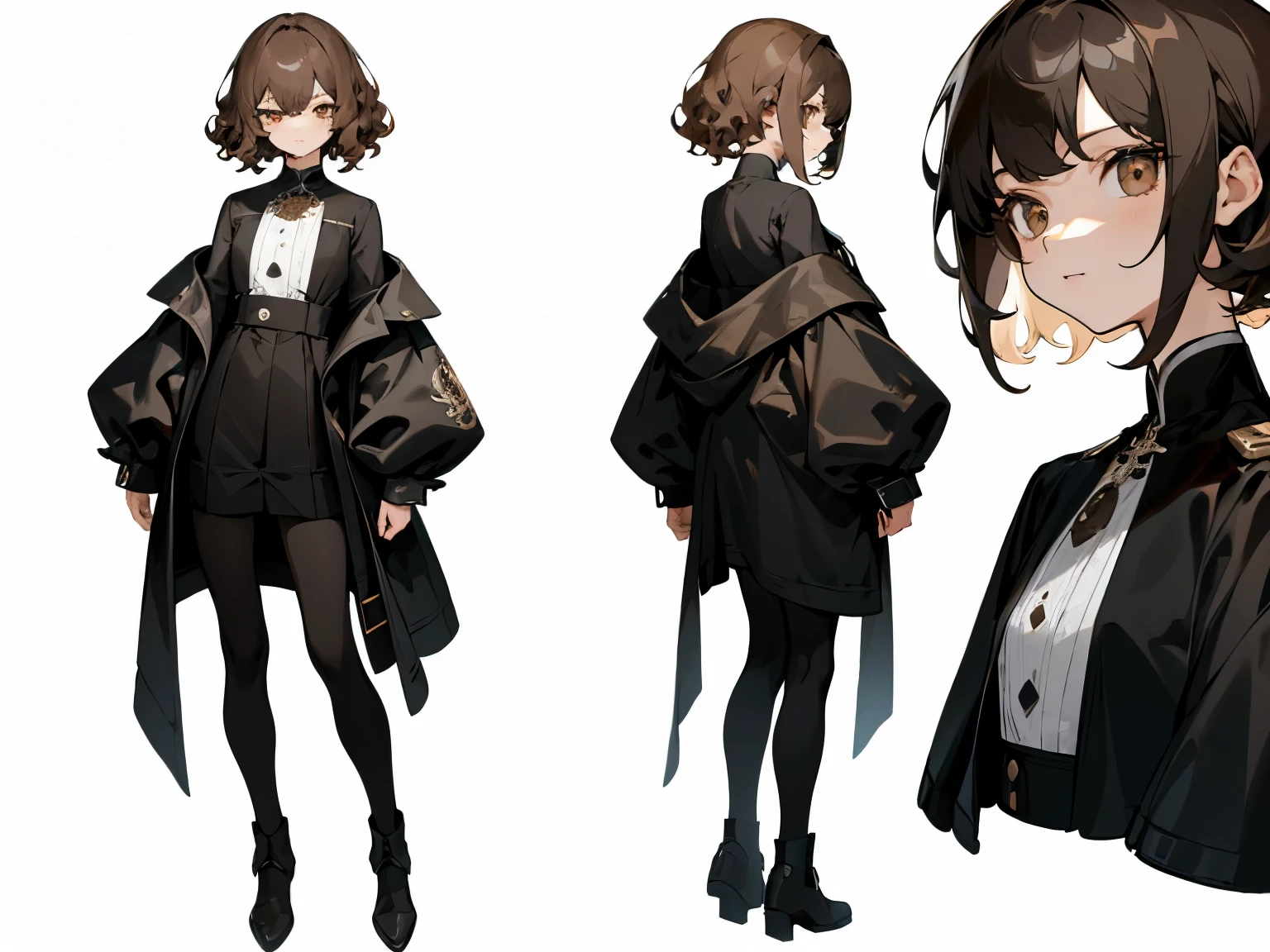 masterpiece: 1.6, highest quality: 1.4, Live Images: 1.2, Intricate details: 1.2, Charterner v2: 1.2, 1 Female full body character change,
exterior: Young people: 1.25, thin: 1.3, Light brown eyes, Medium chest, Fine grain, quality eyes,
Clothing: Mechanic Accessories:
hair: 黒hair, short hair, disheveled curly hair,
compensate: nature, Shiny skin,
(Single Background, White Background: 1.3), Multiple Views, Multiple Views of the same character in the same outfit: 1.3.