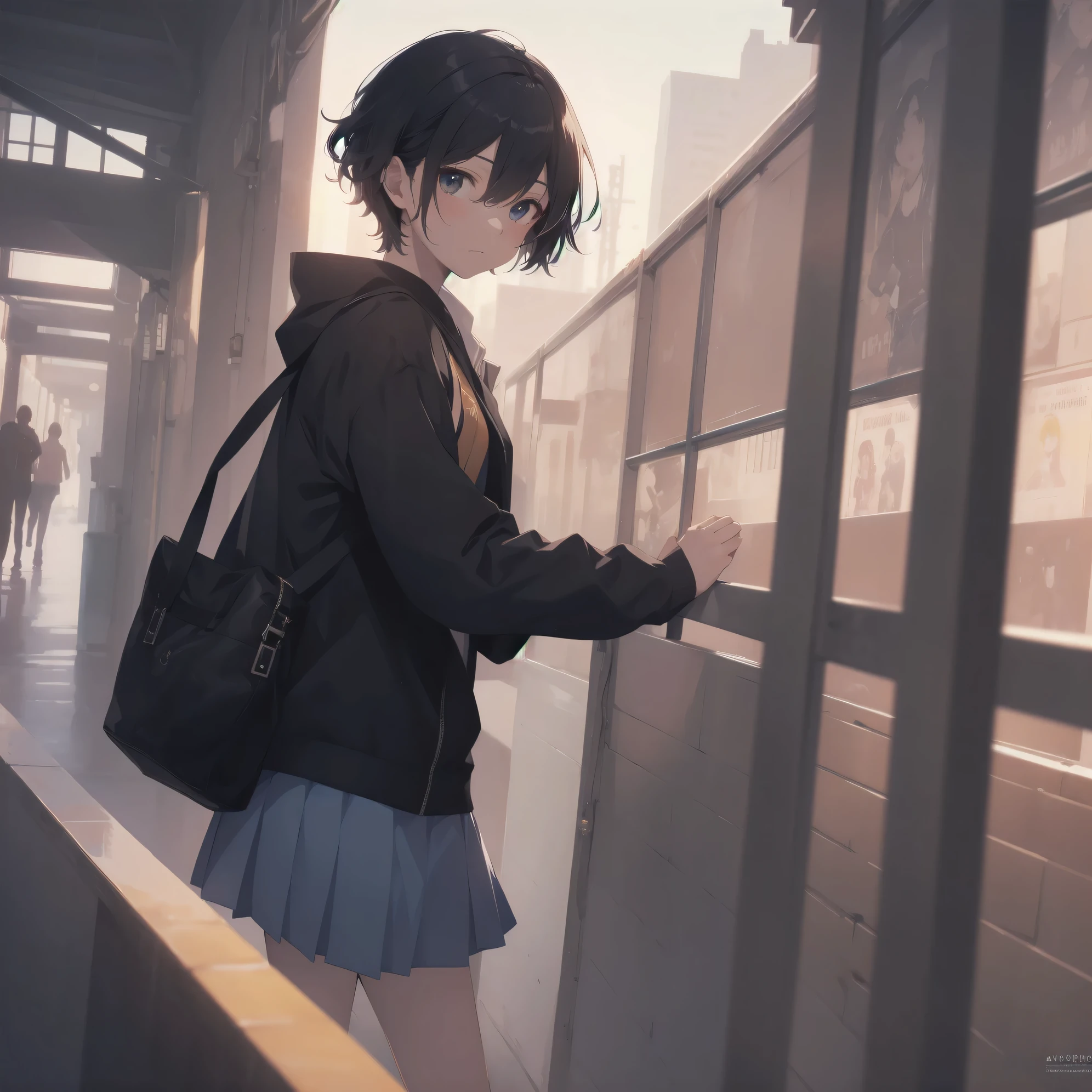 ultra-absurdres-Top quality by artist God, ultra-detailed, high resolution, anime moe artstyle, best anime 8k konachan wallpaper, pixiv contest winner, pool:2810, perfect anatomy,break, 1girl, (Please draw a girl walking sleepily to school alone. )break,(Solo,little female, 13-year-old:1.3),Full limbs, complete fingers,a junior high school student, (very short hair), short cut, flat chest, , small butt, small black eyes, beautiful detailed eyes, well-proportioned iris and pupils, expressive eyes, highres detailed hair, soft expression, salor school_uniform, sailor collar, serahuku, bow, pleated skirt,(Detailed Lighting), (Detailed background), in the School commute route. break,super detailed skin, Best cinematic lighting powered by famous artist, 8k,beauty illustration,photoshop_(medium),very aesthetic,break,((artist:avogado6 )), artist:clamp ,artist:carnelian ,artist:kantoku ,