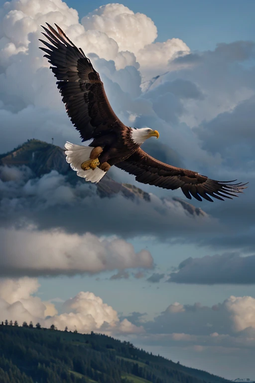 Draw an eagle hunting in cloudy weather