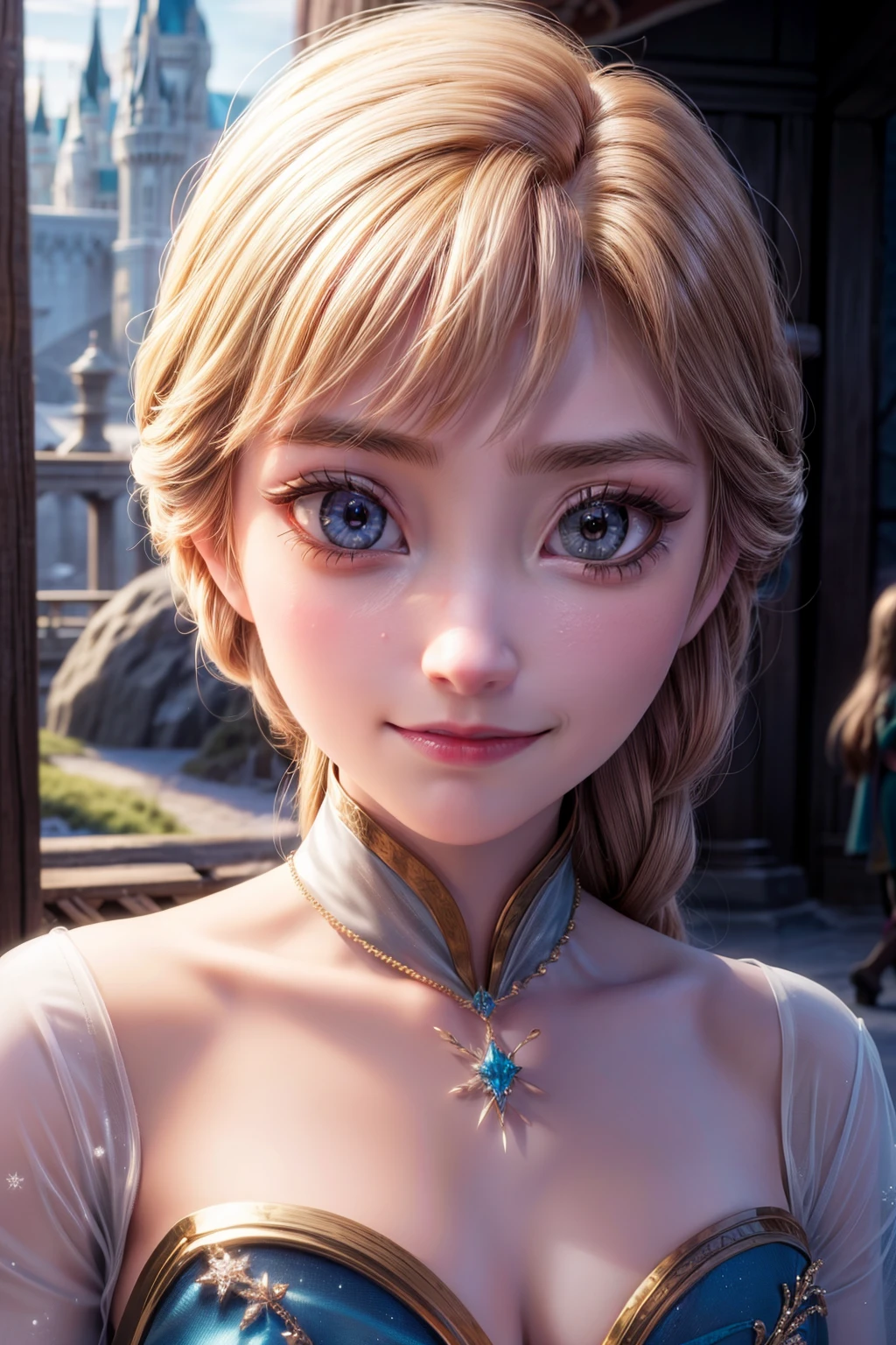 There is a young woman, Dressed as a Frozen Princess, Retrato de Elsa de Arendelle, Retrato de Elsa de frozen, Elsa bonita, Elsa, Winter Princess, Elsa, frozen, Elsa Congelada, Disney Photoreal, Realistic Disney, Ice Queen役のエマ・ワトソン, ice princess, Winter Queen, frozen klaus movie, Disney Weta Portraits, Ice Queen