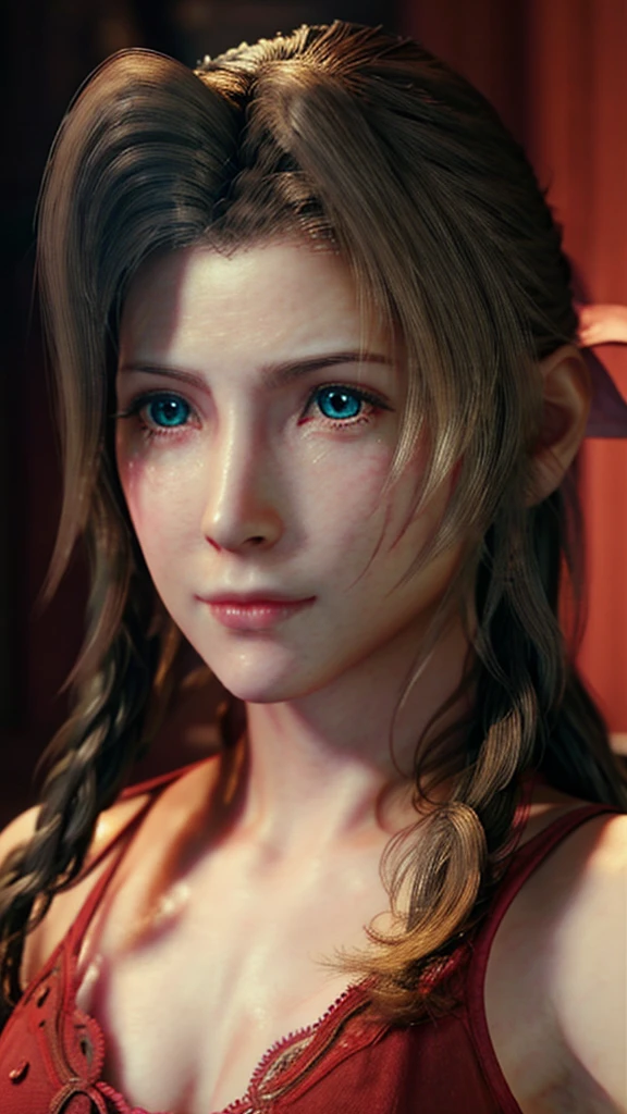 (Masterpiece, Masterpiece), extremely detailed face, detailed eyes, detailed body, a beautiful women, Aerith from final fantasy, Aerith, in pain, offical art,