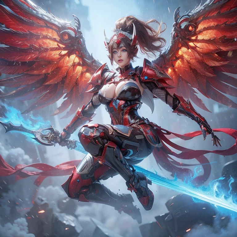 verry realistic face, perfect blue eyes, (big breasts: 1.4), cruel, UHD, perfect skin texture, Hyper-realistic, 32k,