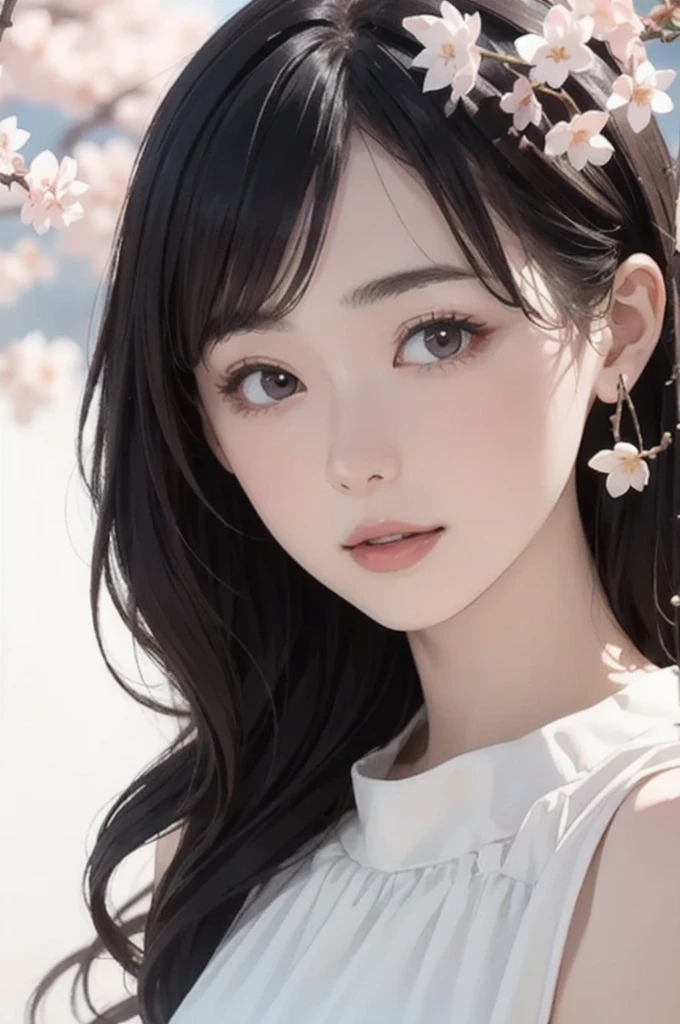 1 beautiful young girl, delicate ethereal girl, solo,highly detailed, 8k wallpaper, hypernatural yaguruma gik v7 phantom, cherry blossoms, intricate details, soft pastel colors, warm lighting, dreamlike, serene, elegant, mystical, photorealistic