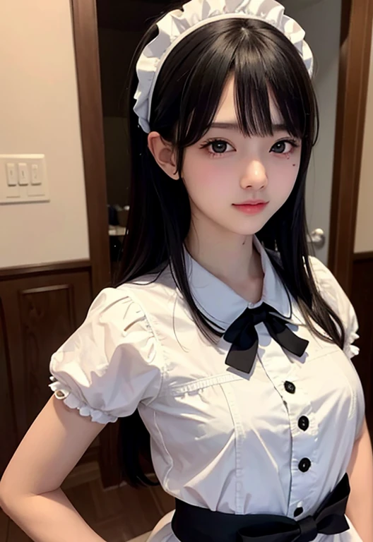 Japan student、summer shirt、bow tie、White pleated skirt、ponytail、school stairs、Walk down the school stairs、Chest up posture、Strike a pose to show off your breasts、8K RAW photos、high resolution、((Cute Japanese 16 year old girl))、Beautiful eyes are meticulous、long eyelashes、beautiful double eyelids、eye shadow、Eyeliner、shy smile、shy eyes、The legs are beautiful and thin、Beautiful and thin thighs