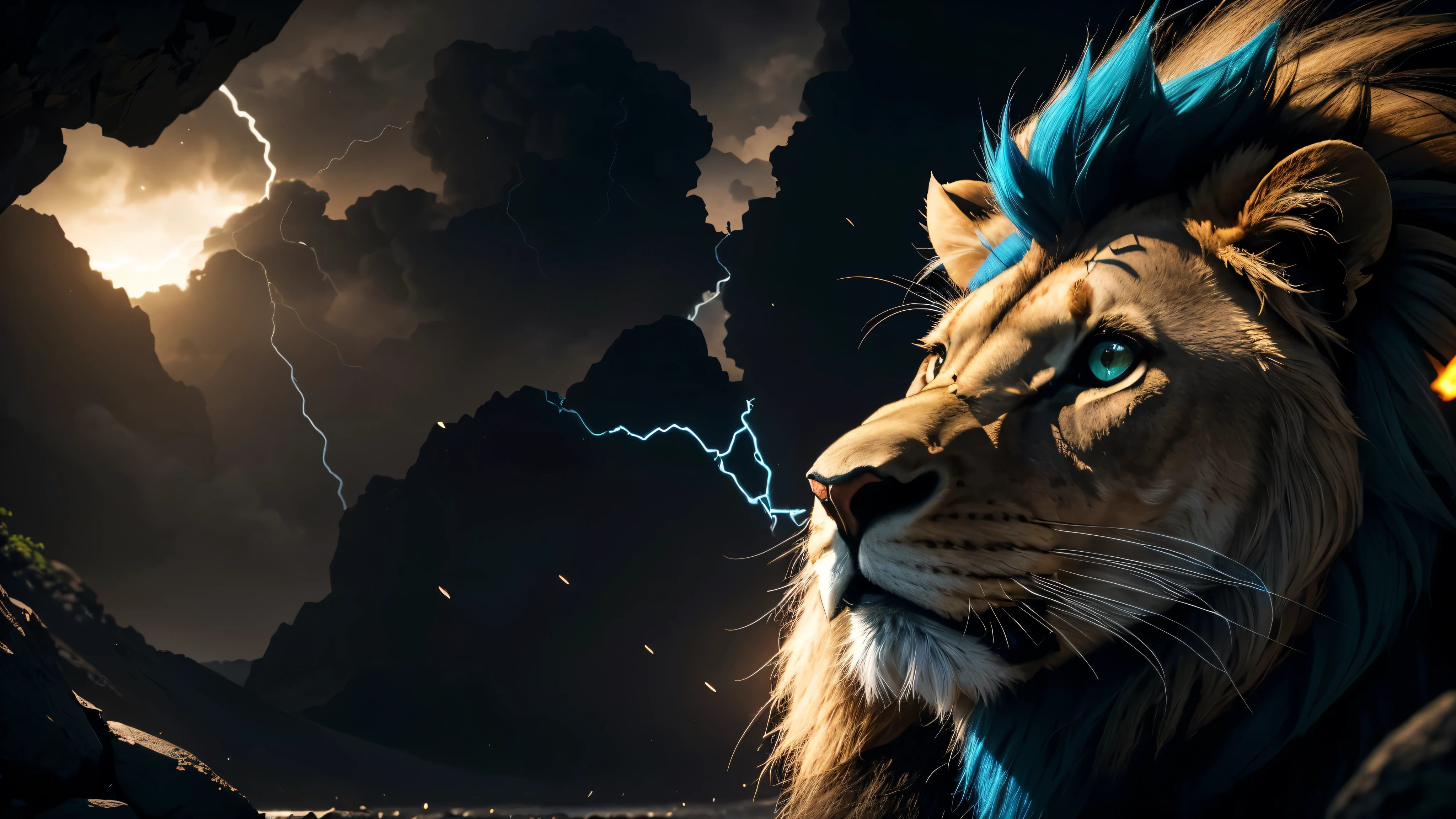 Lion, Divine Lion, naturais, Thunder Azul, Realistic Lion, rei, Realista detalhado, Realista detalhado 16k, Eletricidade Detalhada 8K, Texturas realistas de 8K, Cores Fotorrealista 8K, fogo azul, Realista detalhado Fire Bolt, Poder Preto e Azul, Poder do Thunder, Divino realista, Detailed Realistic Creature 8K, Detailed Realistic Sky Light, Detailed Realistic Face, Detailed Realistic Fire 8K, Detailed Realistic Thunders, Sombras UltraRealistas 8K, Contraste Ultra Realista 8K, Nitidez Detalhada Ultra Realista 8K, Natural Realism 8K, Fotorrealismo UltraHD 8K, Natureza, Linda, Rendering, fotorrealista, UltraHigh definition, 4k, texturasdetalhadas, Thunder, sombras detalhadas, cores detalhadas, neon blue, luz azul, Raios, Poder azul, Natureza Linda, Grande Divino, luz azul, Thunder Azuls, Coroa Rei, raio, Electric Power Screw, contraste detalhado, Contraste realista, high resolution, cores detalhadas, fogo, eletricidade, divina criatura, 8K, Realista detalhado, 16k, 8K, High definition, contraste detalhado, Contraste realista, high resolution, cores detalhadas, fogo, eletricidade, divina criatura, 8K, Realista detalhado, elegante,