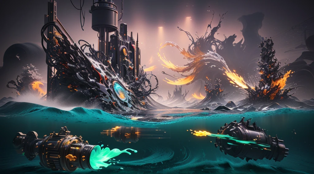 There is a very large red object in the middle of a dark background, 3 d Fluid simulation render, chaotic swirling ferrofluids, rendered in houdini, houdini Fluid simulation, Epic 3D Abstract Model, Fluid simulation in houdini, Fluid simulation, rendered in maya and houdini, rendered, black Fluid simulation, intricate artwork. Octane render