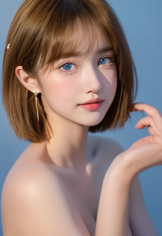 ((SFW: 1.4)), ((Delicate face, Professional photography)), ((SFW, Super short hair, hair on the temples, blond, Large target, clear sky blue eyes, earrings, 1 girl)), Ultra-high resolution, (Practical: 1.4), RAW photos, best quality, (PhotoPractical Stick), focus, Soft Light, (()), (( (Young face))), (surface), (Depth of Field), masterpiece, (Practical), Miss, Bangs, ((1 girl))