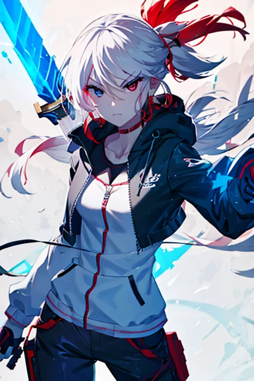  white hair, red eye, blue eye, anime girl with sword and sword in front of a background of blue and red, badass anime 8 k, best anime 4k konachan wallpaper, anime cyberpunk art, 4k anime wallpaper, anime wallpaper 4 k, anime wallpaper 4k, anime art wallpaper 4 k, anime art wallpaper 4k, anime art wallpaper 8 k, modern cyberpunk anime, dark night