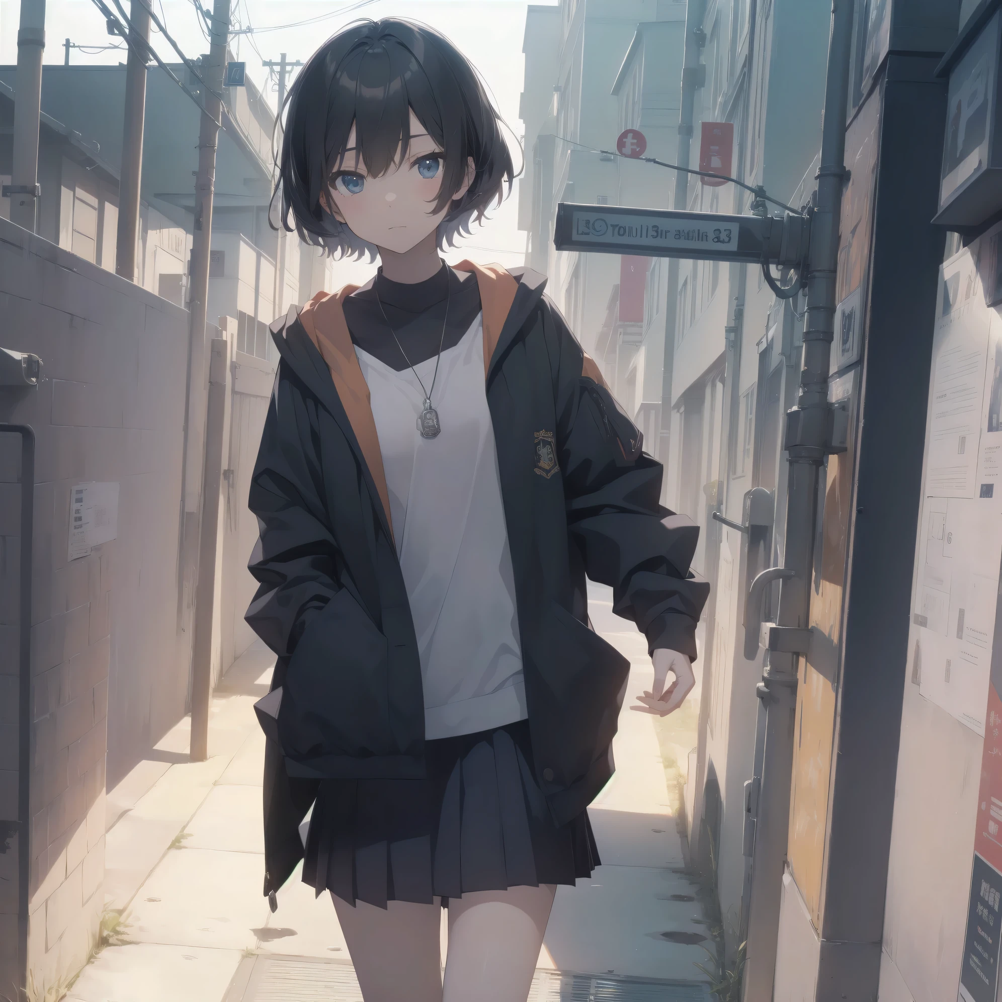 ultra-absurdres-Top quality by artist God, ultra-detailed, high resolution, anime moe artstyle, best anime 8k konachan wallpaper, pixiv contest winner, pool:2810, perfect anatomy,break, 1girl, (Please draw a girl walking sleepily to school alone. )break,(Solo,little female, 13-year-old:1.3),Full limbs, complete fingers,a junior high school student, (very short hair), short cut, flat chest, , small butt, small black eyes, beautiful detailed eyes, well-proportioned iris and pupils, expressive eyes, highres detailed hair, soft expression, salor school_uniform, sailor collar, serahuku, bow, pleated skirt,(Detailed Lighting), (Detailed background), in the School commute route. break,super detailed skin, Best cinematic lighting powered by famous artist, 8k,beauty illustration,photoshop_(medium),very aesthetic,break,((artist:kouno_(masao) )), artist:clamp ,artist:carnelian ,artist:kantoku ,