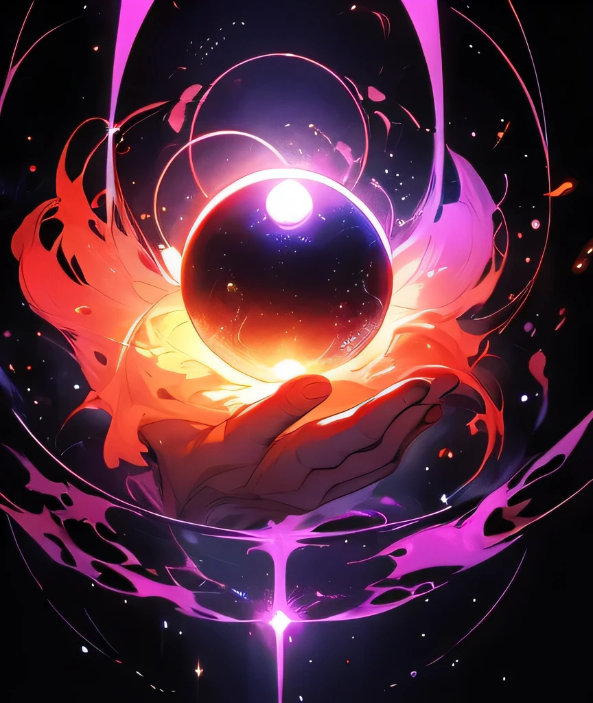 A glowing orb that’s embodied psionic, void background