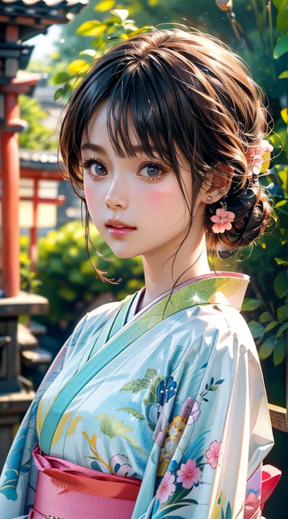 (highest quality、8k、32k、masterpiece)、(masterpiece,up to date,Exceptional:1.2), anime,One girl,Front hair,black_hair, Beautiful 8k eyes,Looking_in_Audience,One person in,Are standing,Natural Light, (Best Quality, highly detailed, Masterpiece:1.2), 16k, depth of field, 1girl, impeccably detailed face, cute, (beautiful and detailed eyes), (realistic detailed skin texture), (detailed hair),((Very beautiful woman, Fuller lips, Japanese pintern kimono))、((Colorful Japanese kimono)))、Blunt bung、(High resolution)、Very beautiful face and eyes、1 girl 、Round and small face、Narrow waist、delicine body、(highest quality high detail Rich skin details)、(highest quality、8k、Oil paints:1.2)、Very detailed、(Realistic、Realistic:1.37)、Bright colors、(((blackhair)))、(((Long Hair)))、(((fullbody shot)))、((((bokeh)),( Inside an old Japanese house with a (short focus lens:1.47),)))、(masterpiece, highest quality, highest quality, Official Art, beautifully、aesthetic:1.2), (One girl),(Fractal Art:1.3),colorful,Most detailed,Sengoku period,(High resolution)、Very beautiful face and eyes、Round and small face、Tight waist、Delicine body、(highest quality high detail Rich skin details)、(highest quality、8k、Oil paints:1.2)、(Realistic、Realistic:1.37)、Greg Rutkowski Written by Alphonse Mucha Ropp ,(focus lens:1.4),uchikake,nishijin ori,(realistic light and shadow), (real and delicate background),(muted colors, dim colors, soothing tones:1.3), low saturation, (hyperdetailed:1.2), (noir:0.4),drow,blurry_light_background,lens flare, (vibrant color:1.2), cinematic lighting, ambient lighting,Single Shot,Shallow Focus,pink lip,blurry light background,ethereal background, cinematic shot, ,Retro Art-style,Shot with medium format camera,break pastel,perfect light,cartoon,anime,graffiti,guweiz style,head to thigh portrait