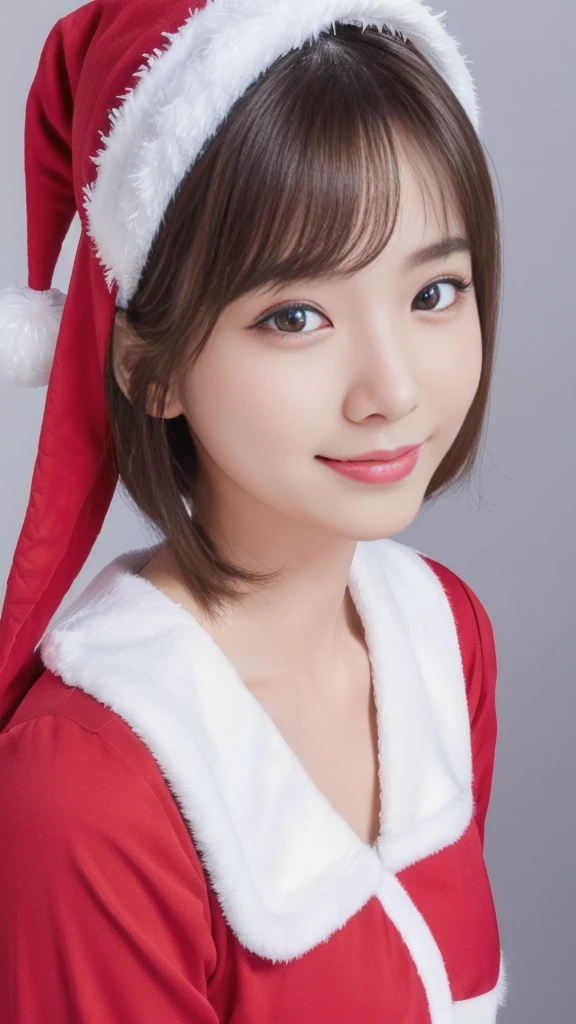 1girl, baby face, (Ultra young japanese girl, santa claus clothes, slim fit,) incredibly cute, ultra short hair, ultra big smile, beautiful detailed eyes, beautiful detailed lips, extremely detailed face, long eyelashes, innocent, artless, natural makeup, (best quality, 4k, 8k, highres, masterpiece:1.2), ultra-detailed, (realistic, photorealistic, photo-realistic:1.37), professional, vivid colors, studio lighting, snowing town