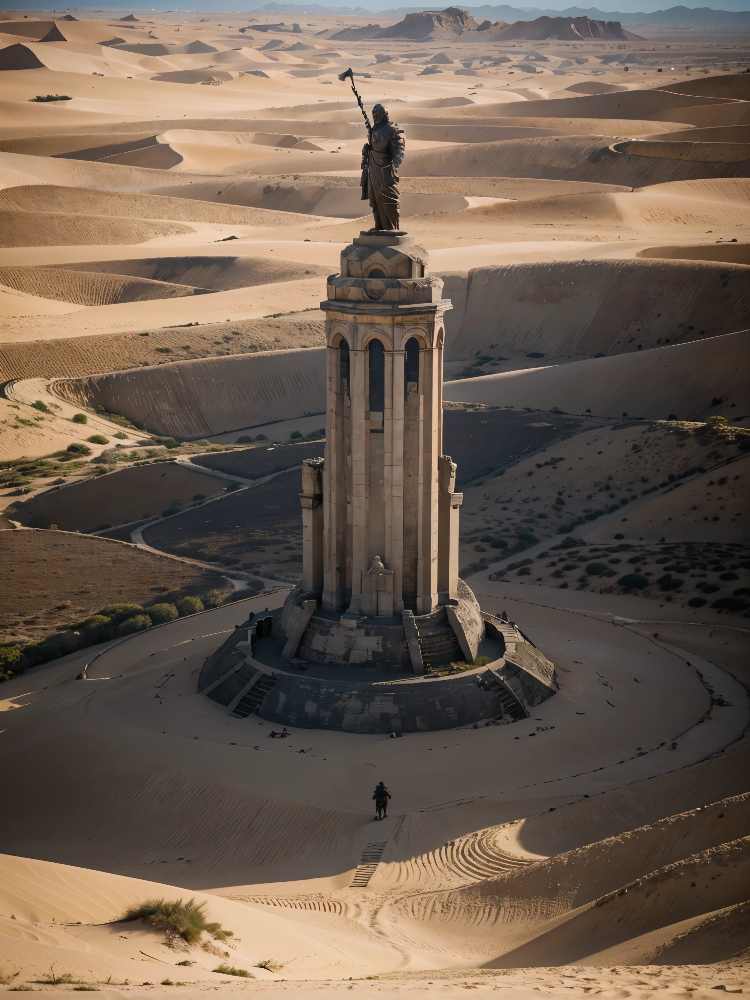 ♠️🗯️ - _The Kazekage Arena is an epic battlefield in the heart of a vast desert, surrounded by golden dunes and ancient ruins. O nome "Kazekage", que significa "Sombra do Vento", inspira bravura e destreza. The stone stands are always packed, com espectadores cujos gritos reverberam pelo campo. No centro, Bright runic symbols illuminate the firm ground._
_Colossal statues of legendary warriors stand watch over the Kazekage Arena, imbuindo-a com uma aura de respeito e desafio. Fearless fighters face off in epic duels, testando suas habilidades ao limite. The electrifying energy of the audience and the grandeur of the setting transform each fight into an unforgettable spectacle, where heroes are forged and legends are born. Na Arena Kazekage, glory is won and history is written in blood and sand_ - ♠️🗯️
♠️🗯️ *"Nas areias da Arena Kazekage, the blood of combatants writes stories of glory and courage."*