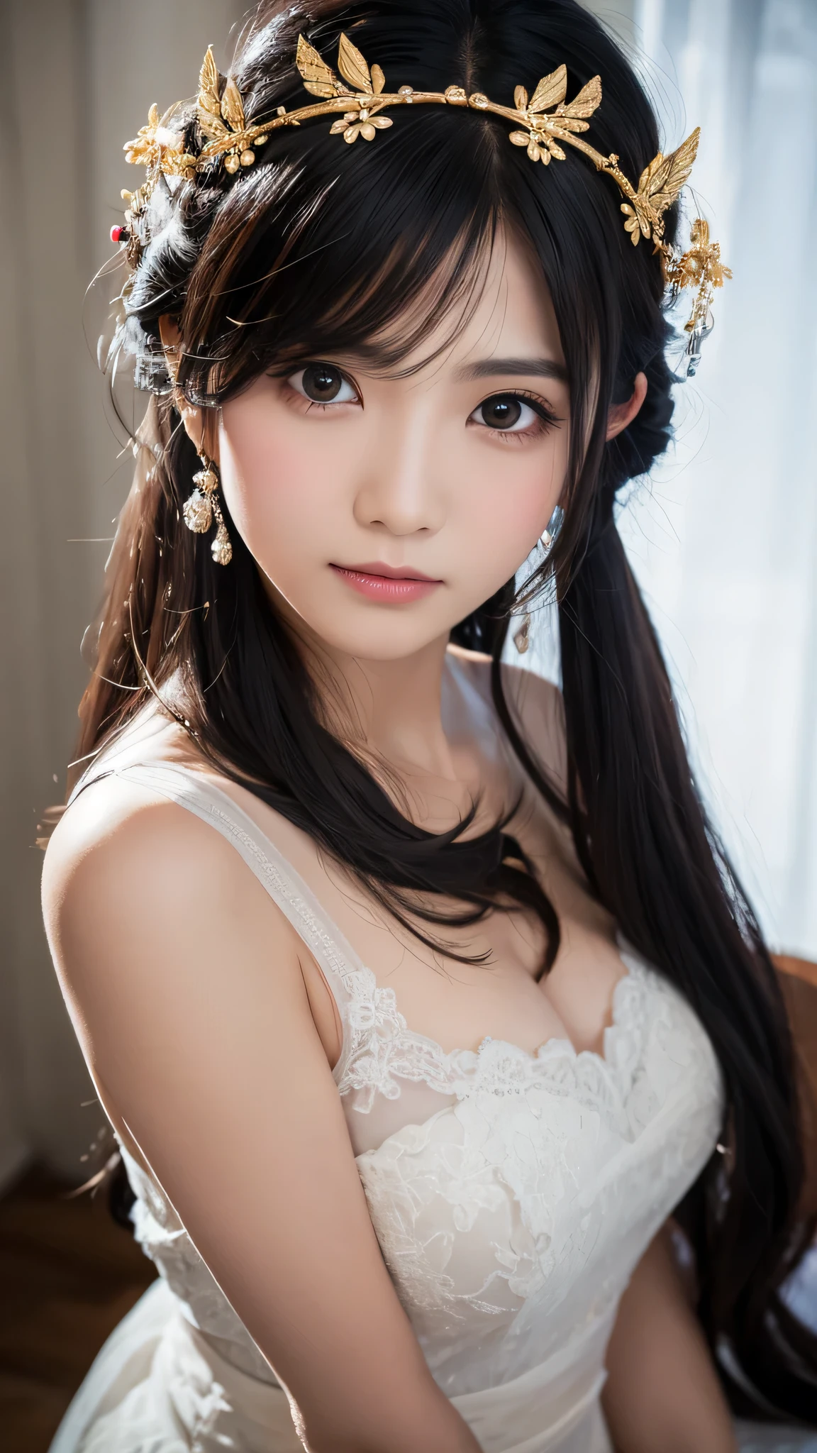 goddess　Black Hair　Black Eyes　crown