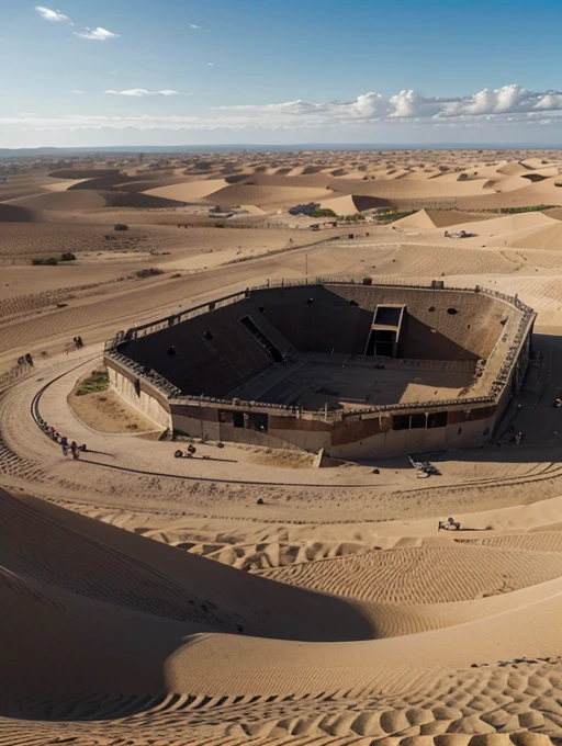 ♠️🗯️ - _The Kazekage Arena is an epic battlefield in the heart of a vast desert, surrounded by golden dunes and ancient ruins. O nome "Kazekage", que significa "Sombra do Vento", inspira bravura e destreza. The stone stands are always packed, com espectadores cujos gritos reverberam pelo campo. No centro, Bright runic symbols illuminate the firm ground._
_Colossal statues of legendary warriors stand watch over the Kazekage Arena, imbuindo-a com uma aura de respeito e desafio. Fearless fighters face off in epic duels, testando suas habilidades ao limite. The electrifying energy of the audience and the grandeur of the setting transform each fight into an unforgettable spectacle, where heroes are forged and legends are born. Na Arena Kazekage, glory is won and history is written in blood and sand_ - ♠️🗯️

♠️🗯️ *"Nas areias da Arena Kazekage, the blood of combatants writes stories of glory and courage."*