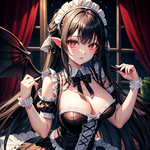 Expressionless succubus maid　Long Black Hair