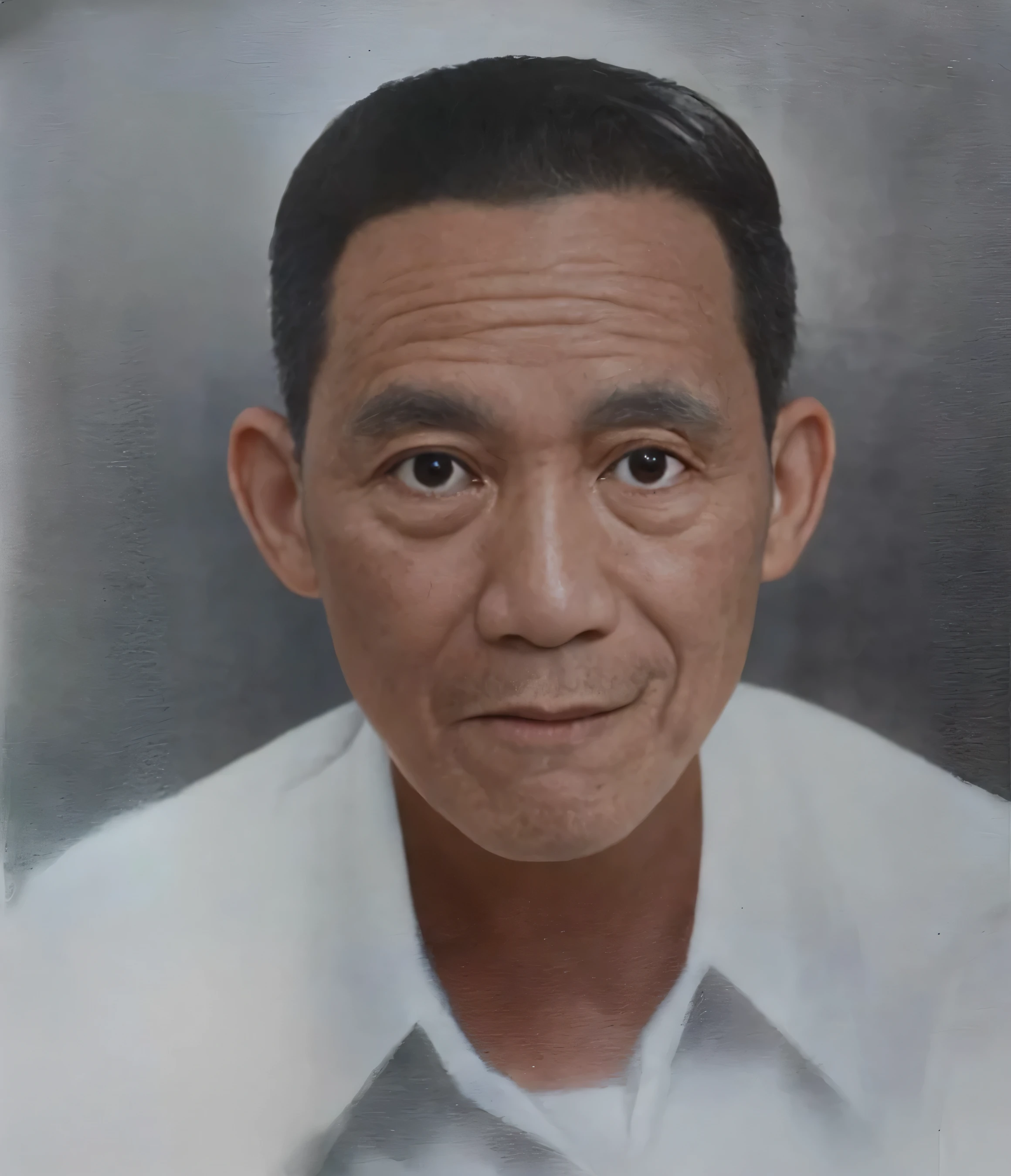 Make this photo look realistic and detailed, there is a man in a white shirt and tie posing for a picture, 5 0 years old man, 4 0 years old man, realistic portrait photo, inspired by Ding Guanpeng, potrait, real life portrait, bao pham, late - 5 0 s aged, traditional portrait, phong yintion j - jiang geping, 50 years old, very detailed potrait, realistic portrait photo, close up potrait, profile portrait, very detailed face, very realistic face, very perfected face, very detailed clothes, very realistic clothes, very perfected clothes