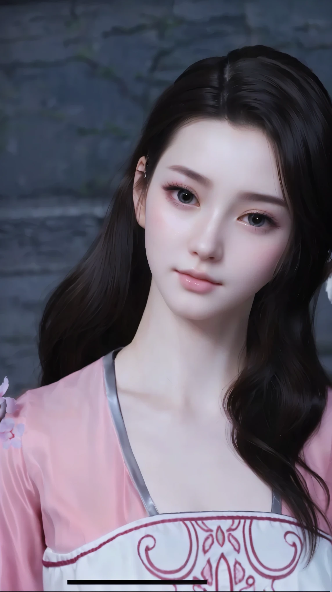 a close up of a woman with long hair and a pink dress, inspired by Sim Sa-jeong, inspired by Li Mei-shu, 3 d anime realistic, smooth anime cg art, with very highly detailed face, pale milky white porcelain skin, inspired by Qiu Ying, close up character, inspired by Lan Ying, high detailed face anime, inspired by Tang Yifen