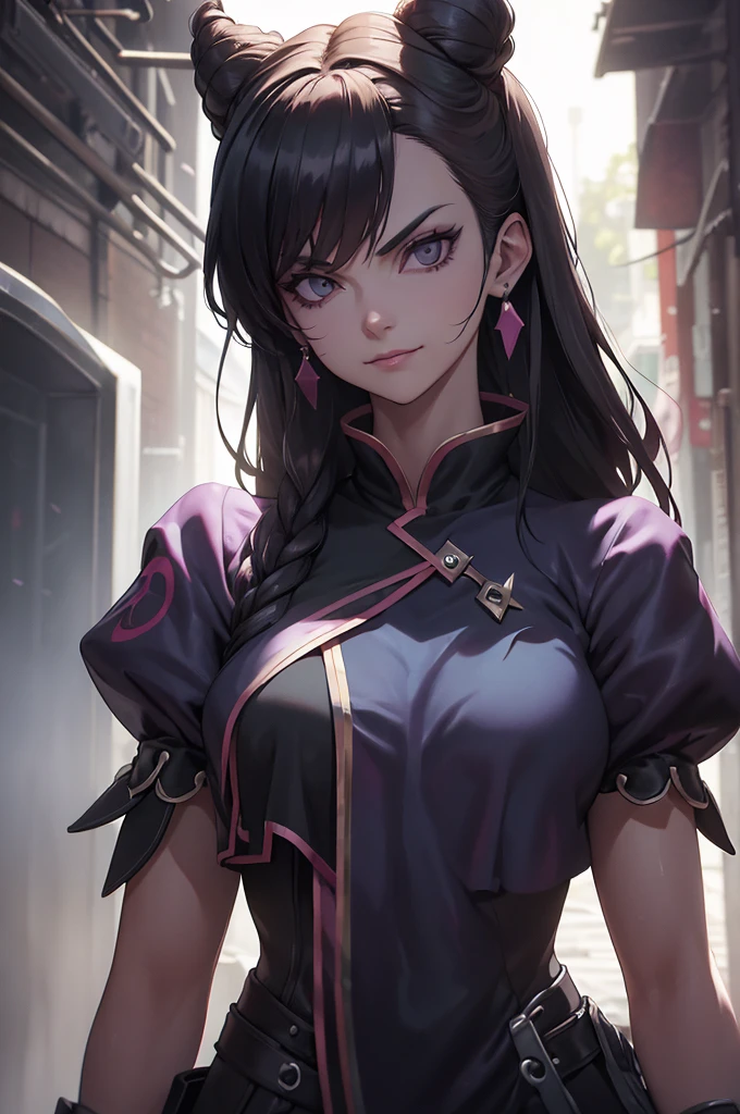 oculos,evil smileJuri Han, Lutador de rua(parte mestre, melhor qualidade, ultra-detalhado, Melhor sombra), (Antecedentes detalhados, Olhando para o Viewer, serious, irritado), Rosto detalhado, (better lighting), ((cinematic light)), colorido, hiper detalhe, dramatic light, detalhes intrincados