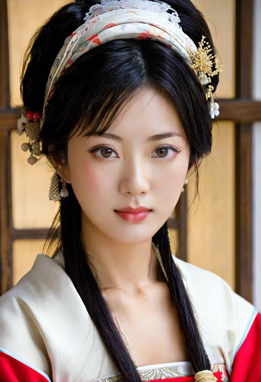 (Masterpiece, Masterpiece), extremely detailed face, detailed eyes, the most beautiful japanese women in the 1600s wearing traditional clothes,