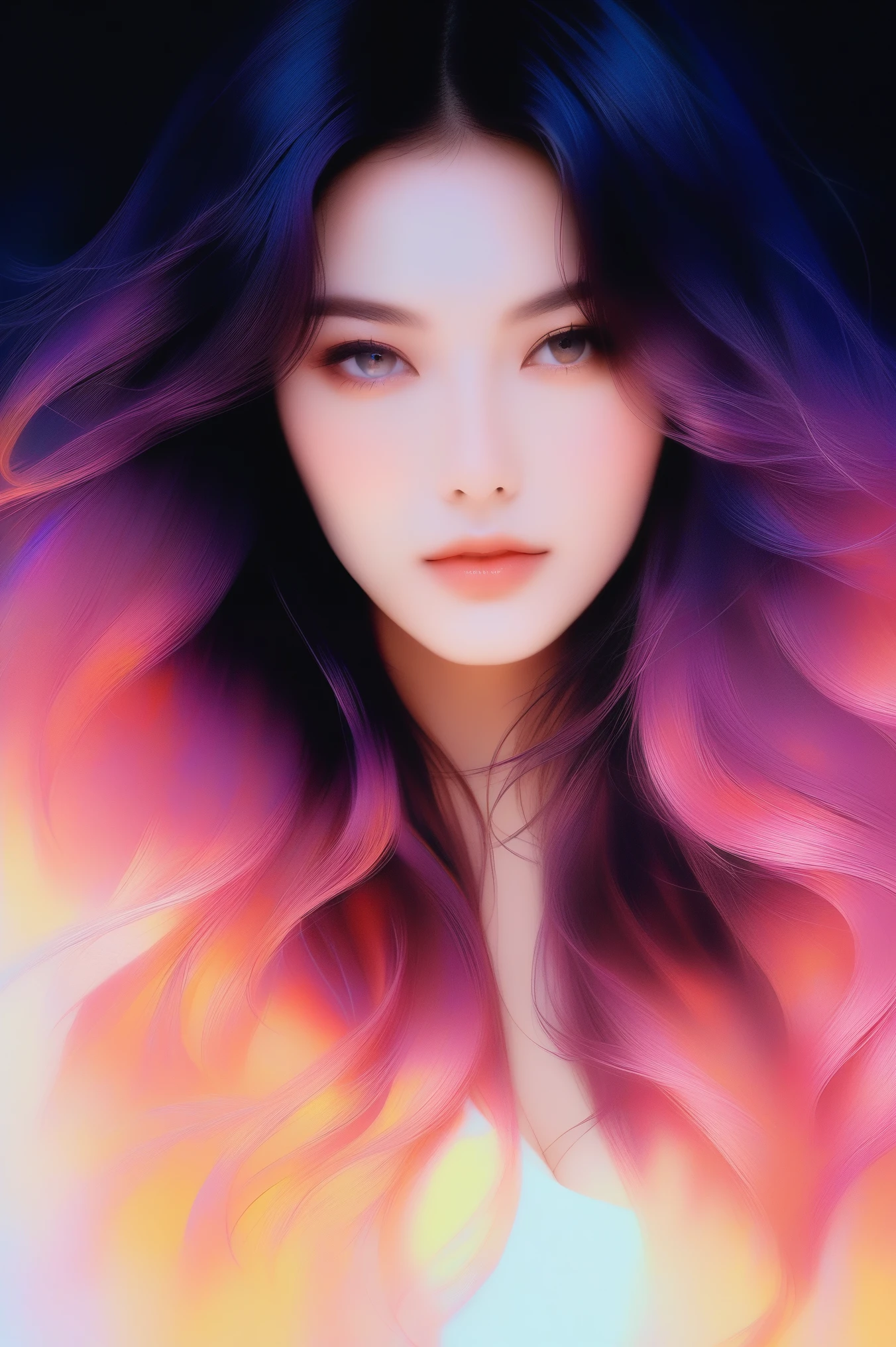 sexy girl,solo, portrait,in the __*/Location/*__,gradient color,long wavy hair, __*/ hair, realistic, (masterpiece,best quality,niji style)