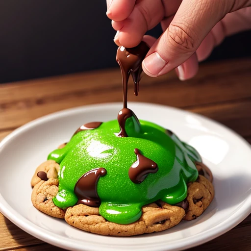 Chocolate chip cookie eating slime