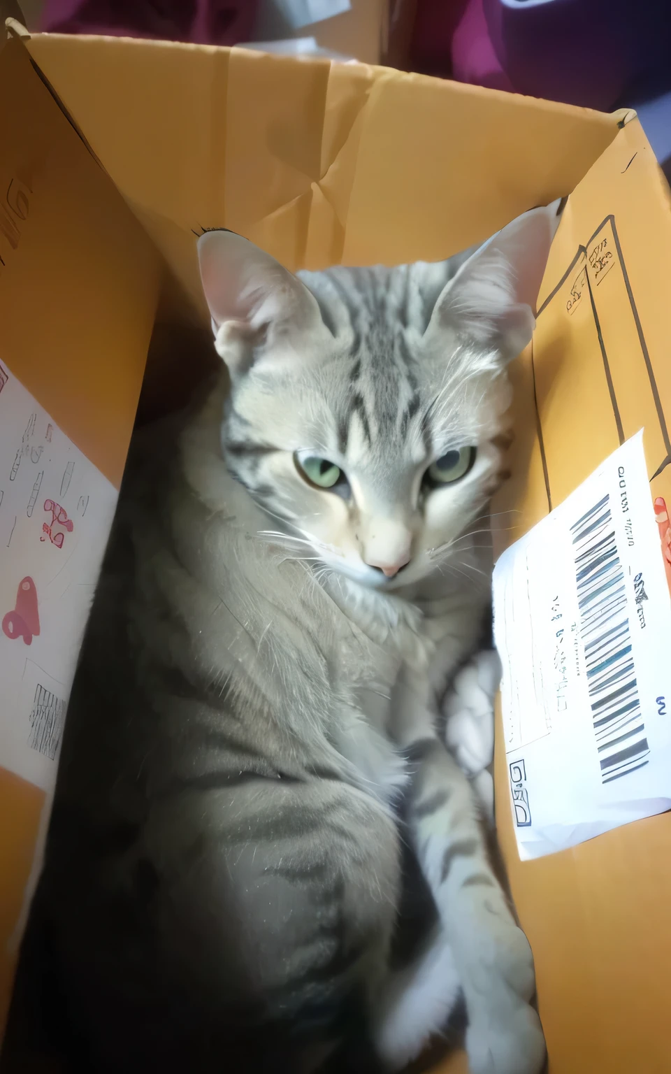 there is a cat that is sitting in a box with a price tag, Taken with a camera in 2010, inside its box, box, Taken with a Sony A3 camera, very happy!, Shot with sony alpha 9, in the suitcase, cat, do not have anything, handsome, not open, taken with my nikon d 3, a cat, very handsome