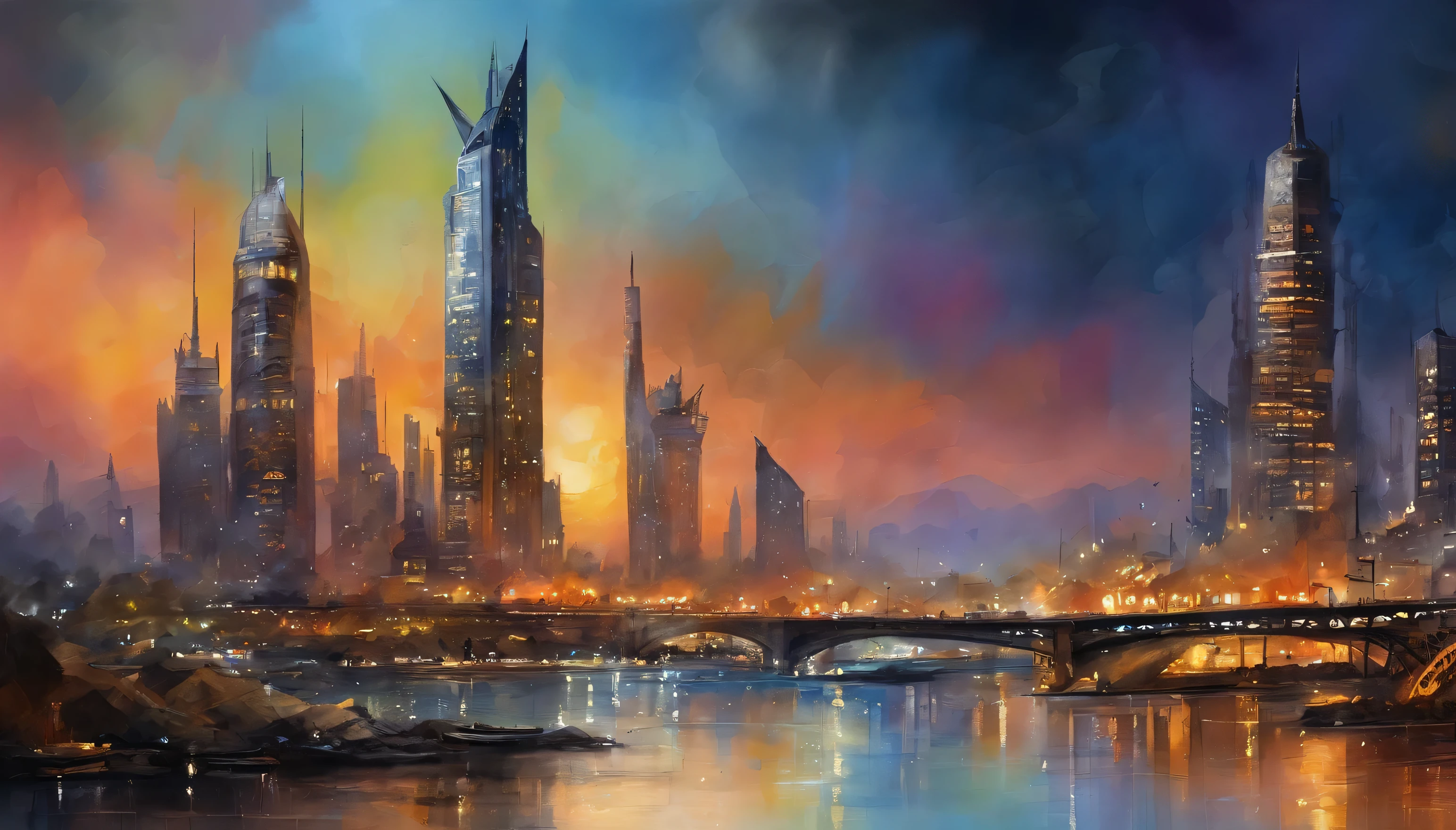 (highest quality, 8k, Master Parts :1.2), Ultra-realistic, cyber punk, Future City, Countless buildings, skyscraper, At night, With realistic images