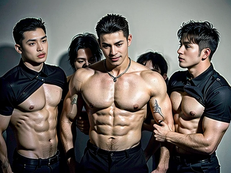 ung handsome guy，20-22 years old，police officers，Interpol，Police Department，Handsome，musculous，hairy bodies，,（Fine eye 1：3），Black eyes，full bodyesbian , epic reality , epic photorealistic , ultra realism , photorealistic  , only male , only boy , full length shot (fls) , wearing sexy micro thong  , arms up, handsome korean boy , topless ,  sex slave. ,bondage collar chain  , standing , wide hips , wide pelvis , phat hips. , thick thighs , ((grins to your audiences , you are a good dog)) , undress , (((an audiences around him)) , ((gangbang))  , ((multiple boys))
